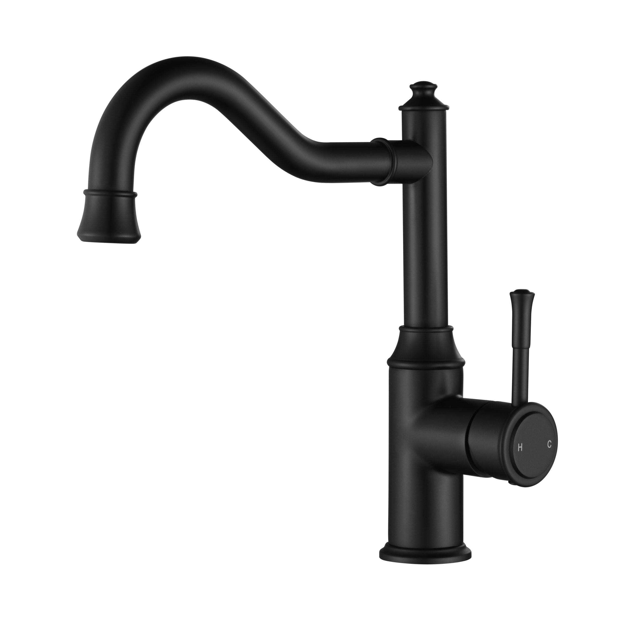 MODERN NATIONAL MONTPELLIER SHEPHERDS CROOK KITCHEN MIXER 290MM MATTE BLACK