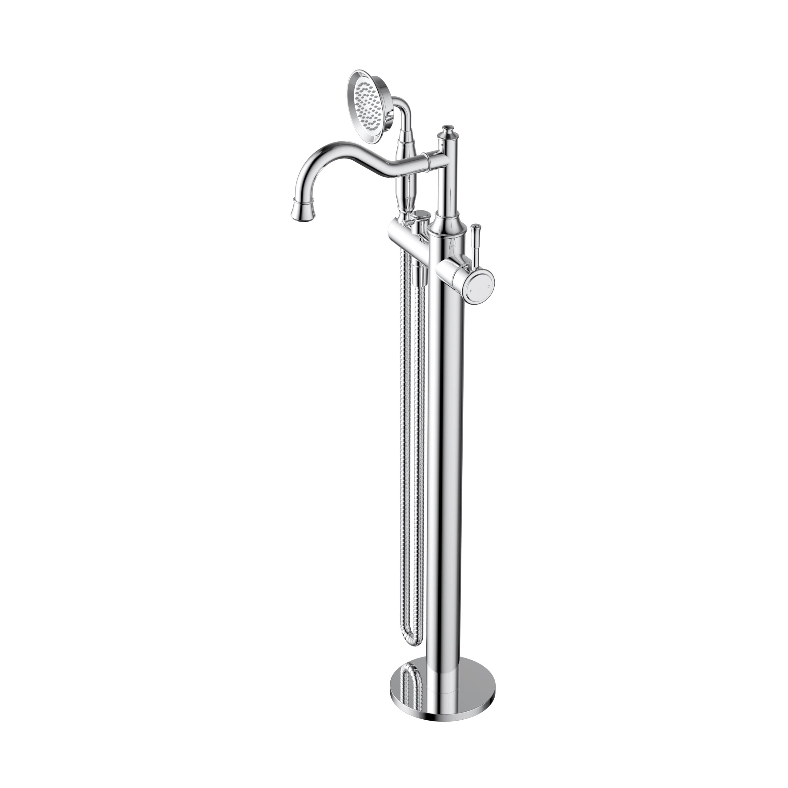 MODERN NATIONAL MONTPELLIER FREESTANDING BATH MIXER WITH HAND SHOWER 793MM CHROME