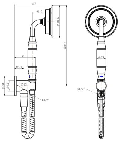 MODERN NATIONAL MONTPELLIER HAND SHOWER ON BRACKET 244MM CHROME