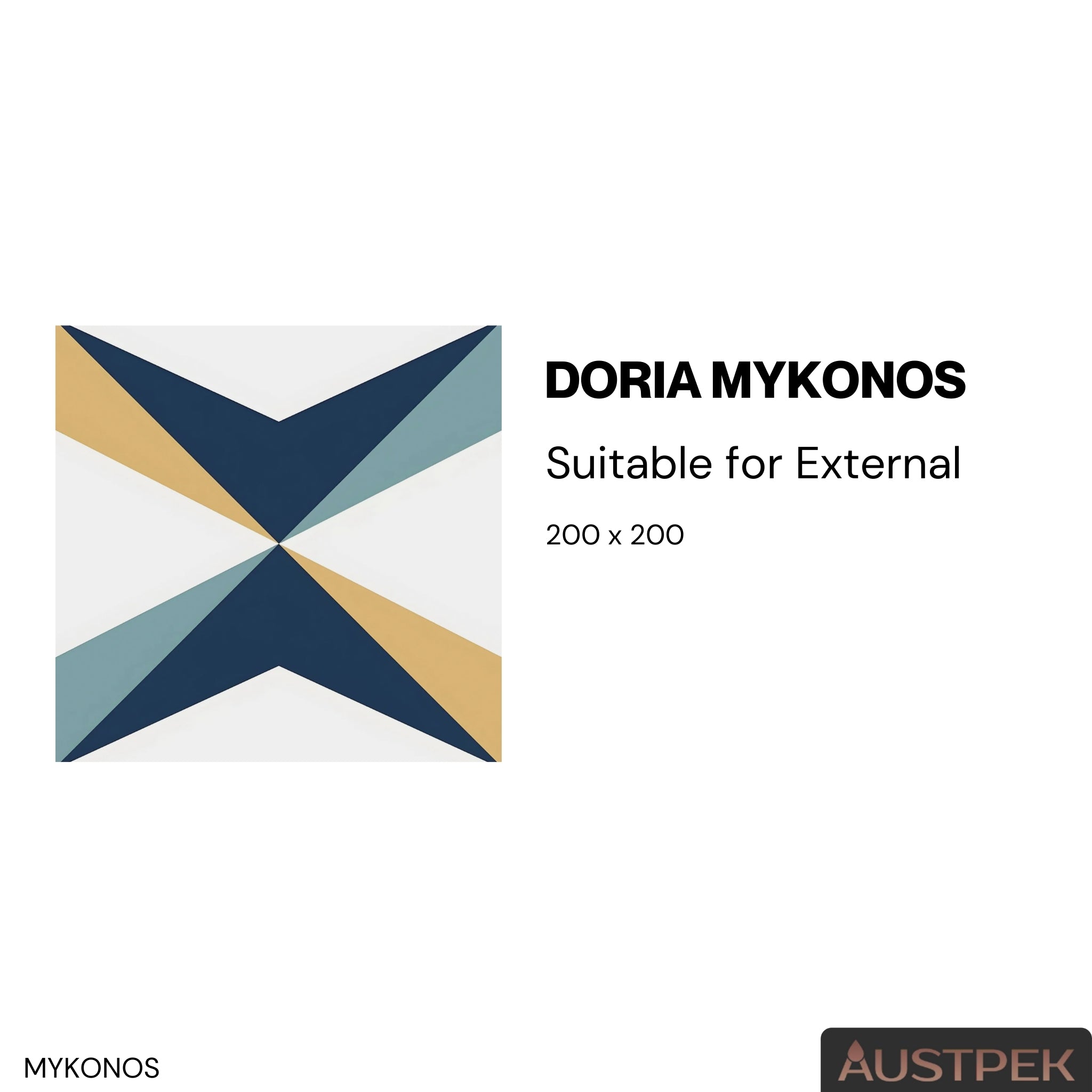 ELITE DORIA MYKONOS MATTE 200X200MM SQUARE TILE (PER BOX)