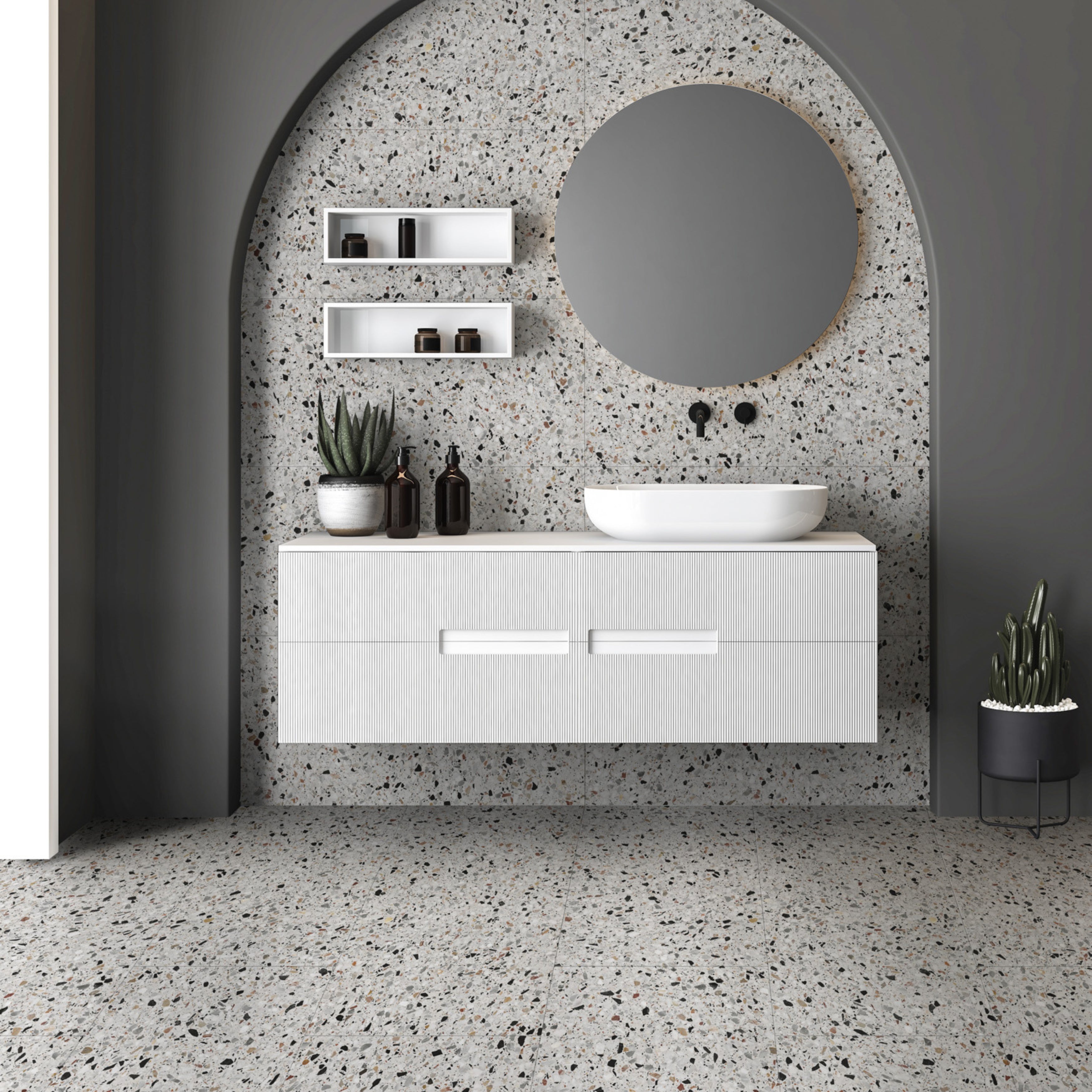 EVERSTONE MEDLEY WHITE MATTE 600X600MM SQUARE TILE (PER BOX)