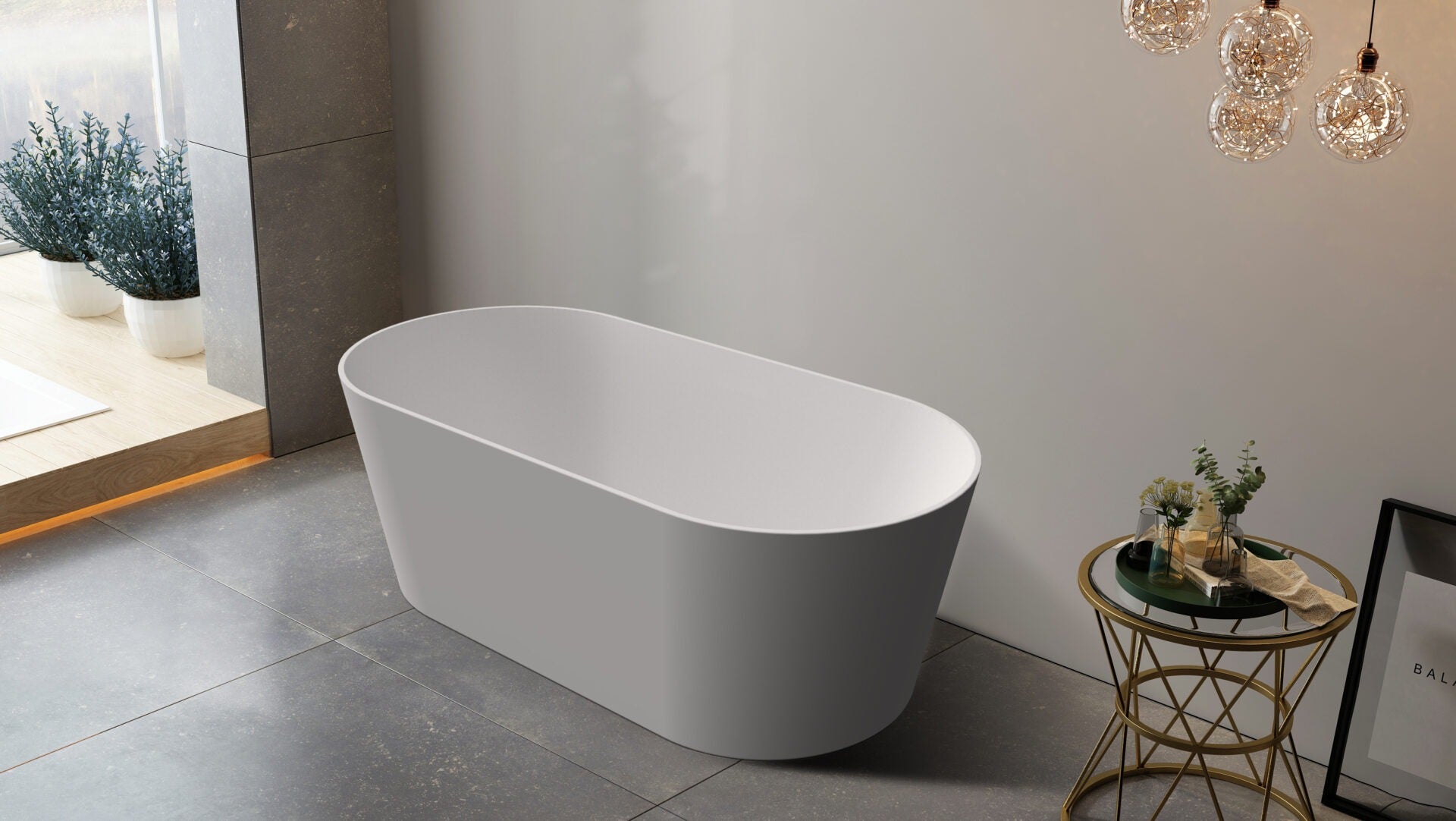 RIVA MIA SUPER SLIM EDGE FREESTANDING BATHTUB MATTE WHITE (AVAILABLE IN 1500MM AND 1700MM)