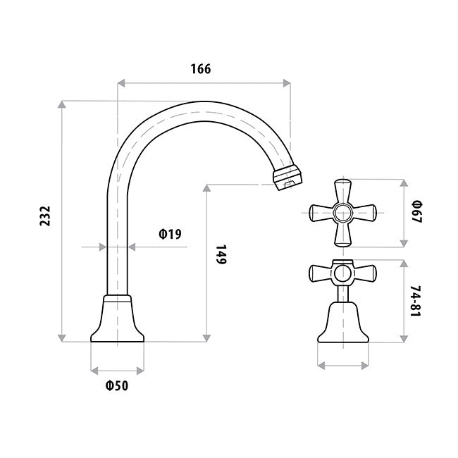 LINKWARE MODE VANITY HOB SINK CHROME