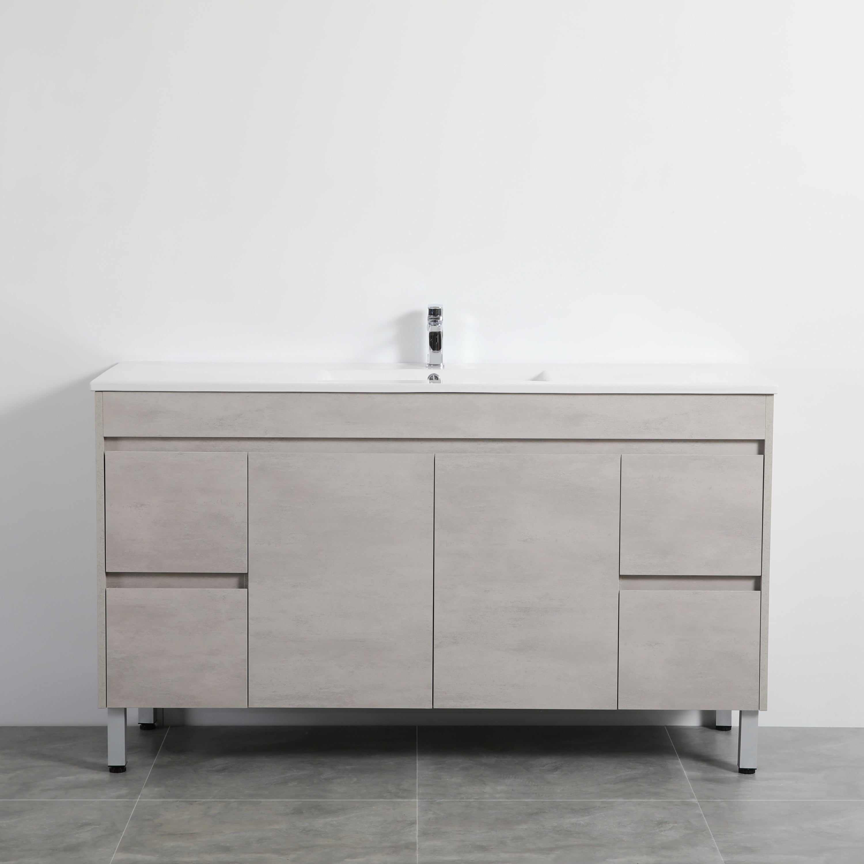 POSEIDON NOVA PLYWOOD CONCRETE GREY 1200MM SINGLE BOWL FLOOR STANDING VANITY