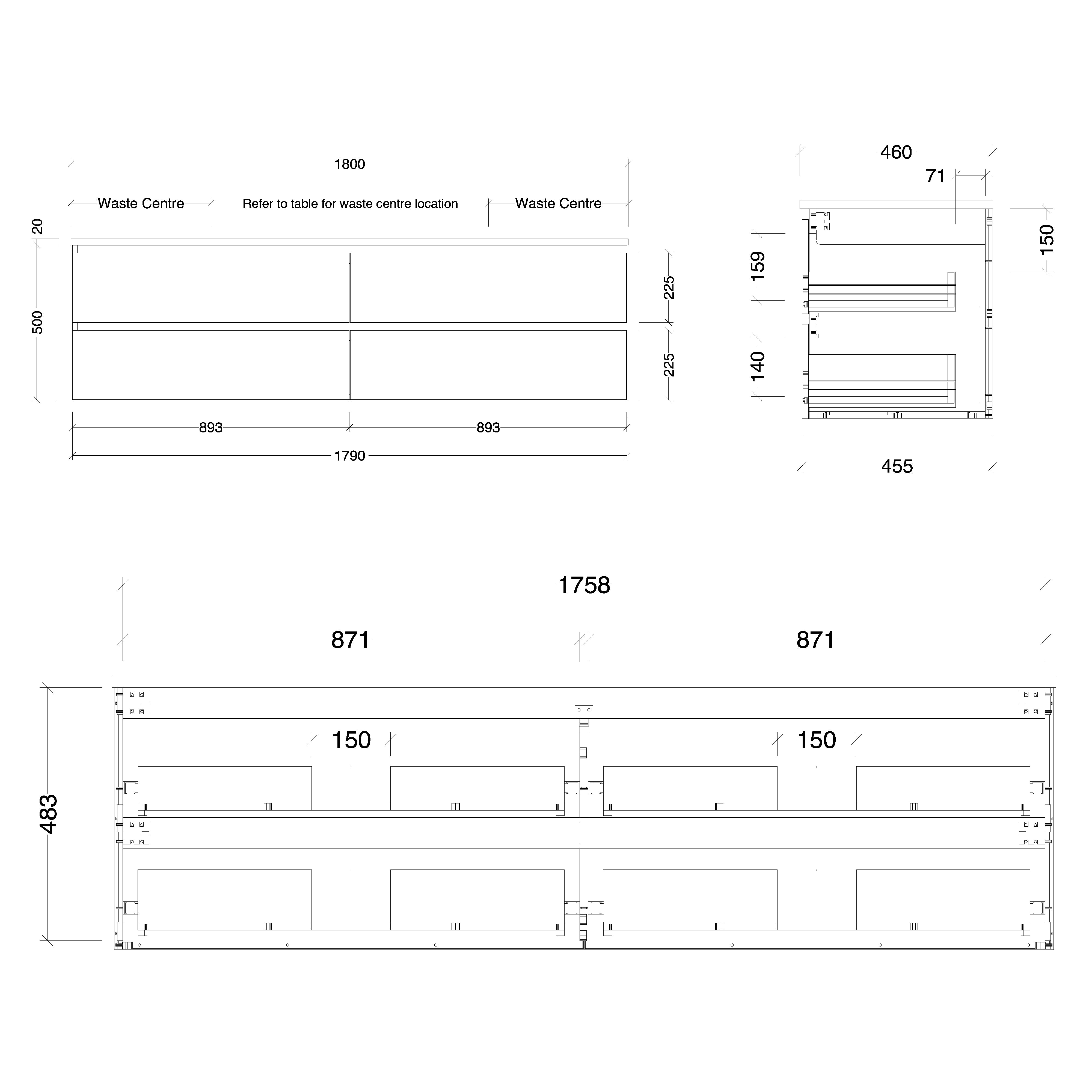 TIMBERLINE NEVADA PLUS CUSTOM WALL HUNG VANITY (ALL SIZING)