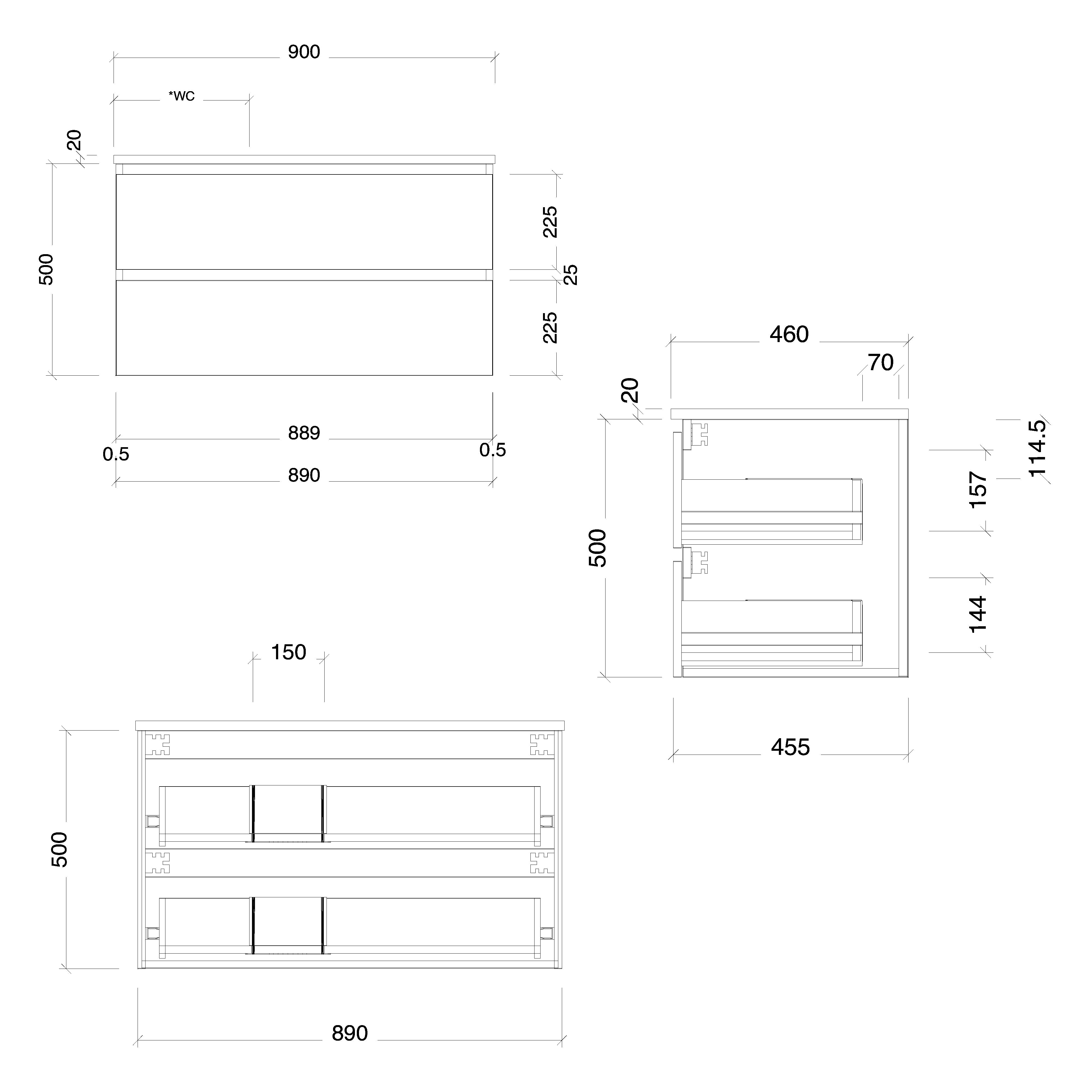 TIMBERLINE NEVADA PLUS CUSTOM WALL HUNG VANITY (ALL SIZING)