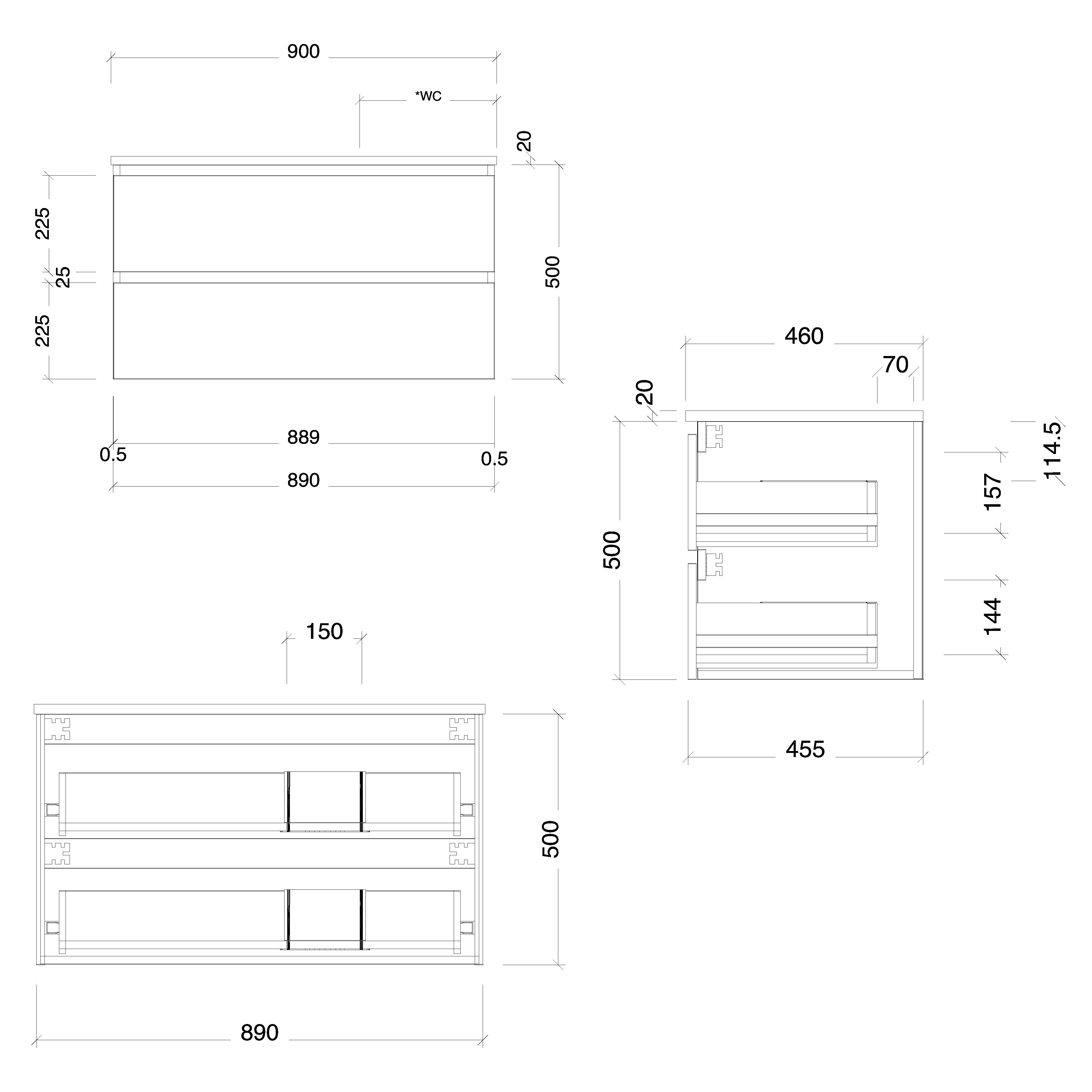 TIMBERLINE NEVADA PLUS CUSTOM WALL HUNG VANITY (ALL SIZING)