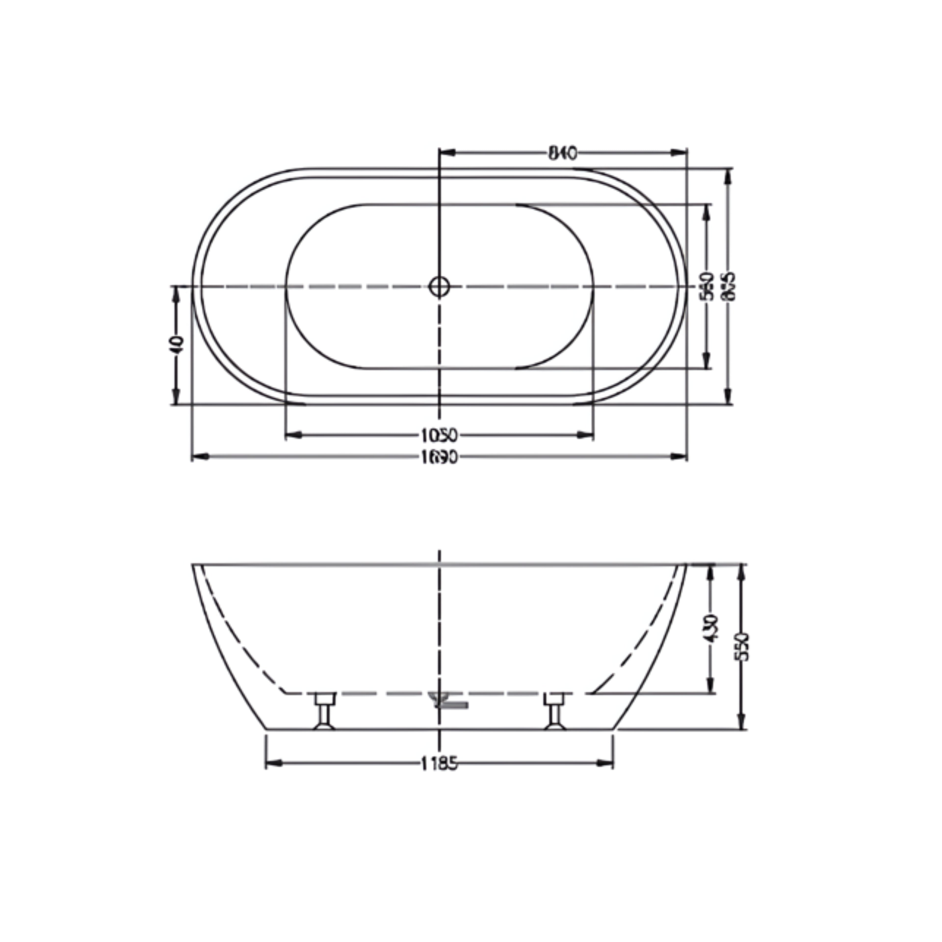 INFINITY NOAH FREESTANDING BATHTUB MATTE WHITE (AVAILABLE IN 1400MM, 1500MM AND 1700MM)