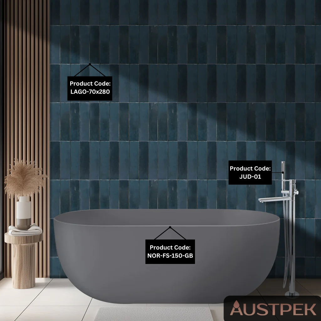 LINSOL NORA FREESTANDING BATHTUB GREY BLUE (AVAILABLE IN 1500MM AND 1700MM)