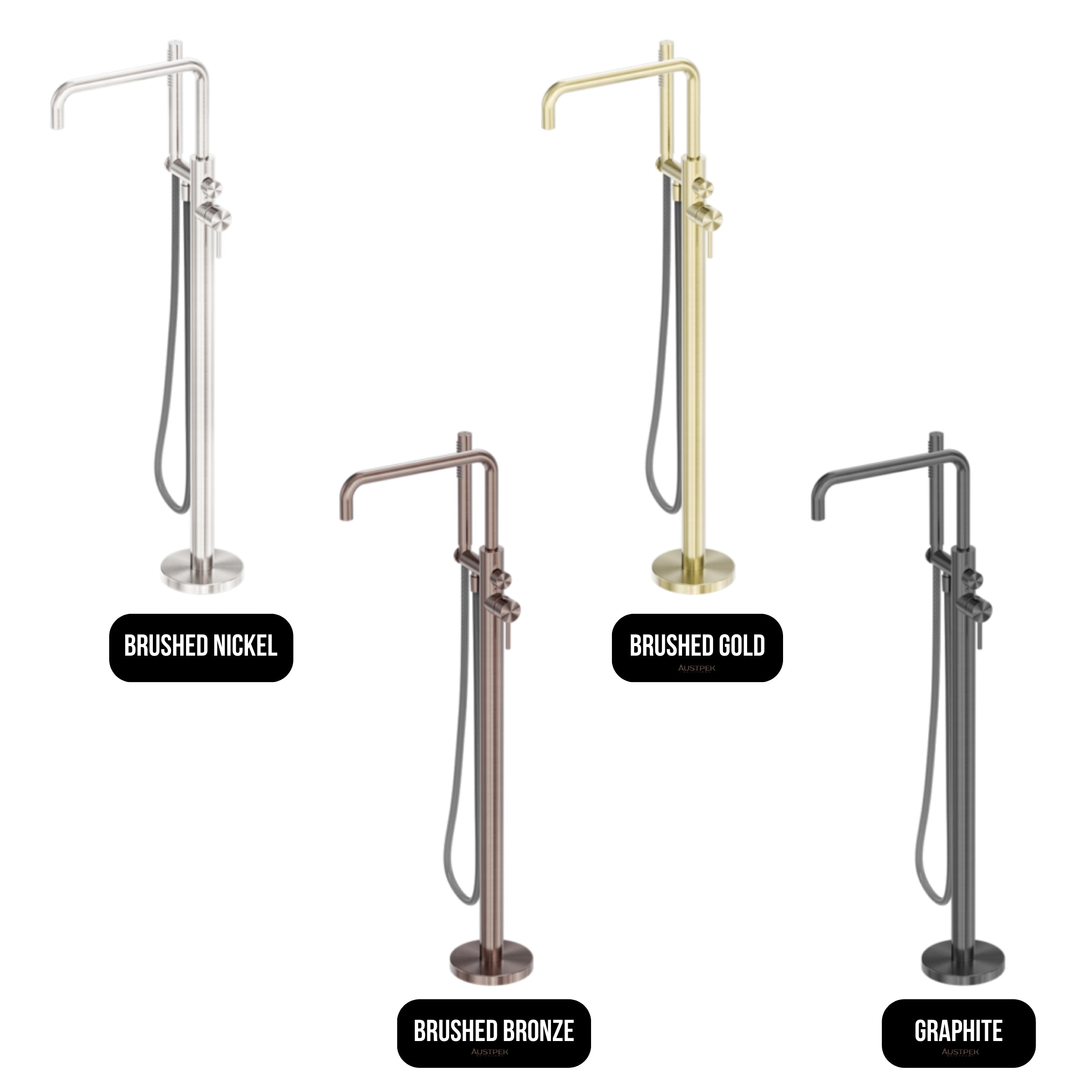 NERO ZEN FREESTANDING BATH MIXER WITH OUTDOOR SHOWER HOSE BRUSHED BRONZE