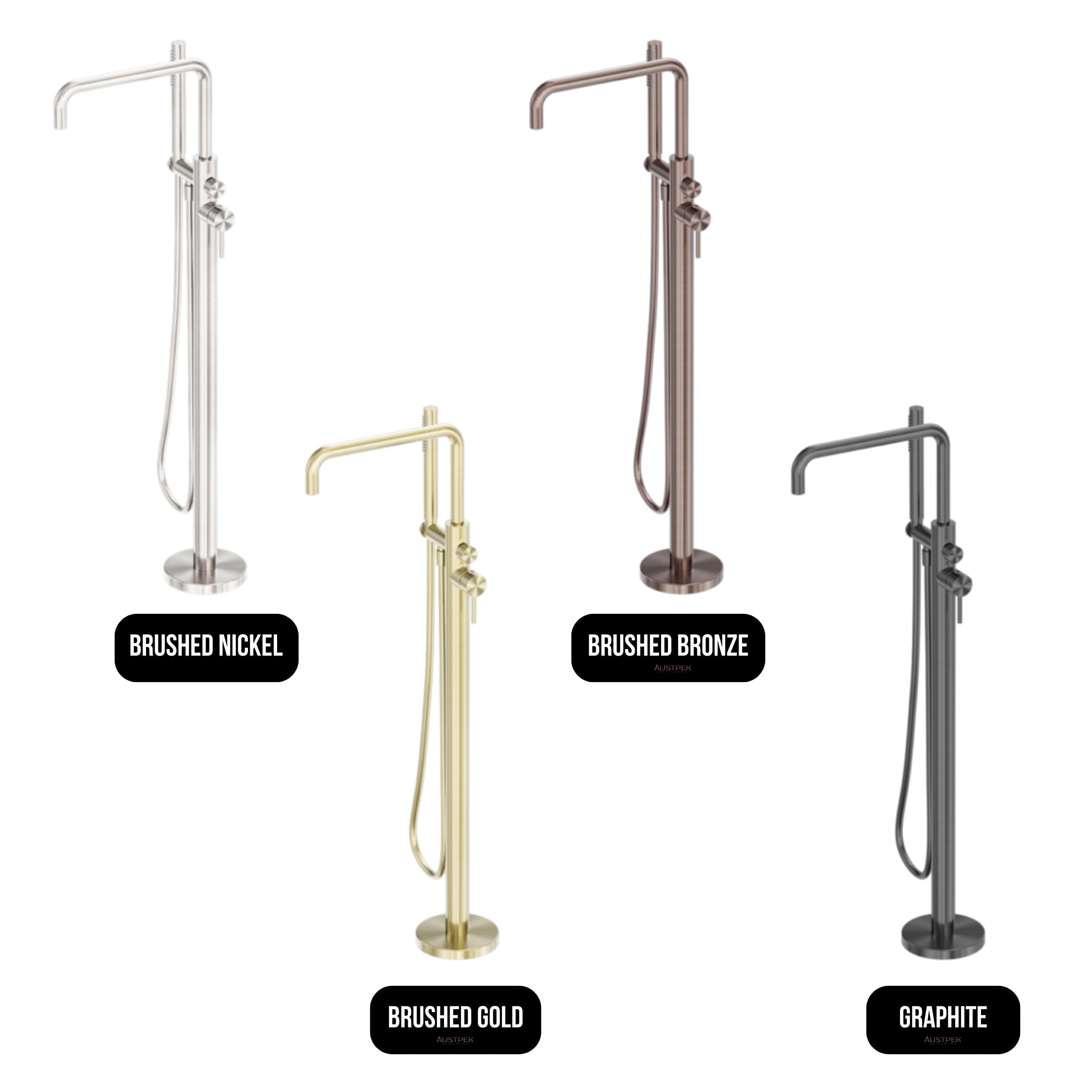 NERO ZEN FREESTANDING BATH MIXER BRUSHED NICKEL