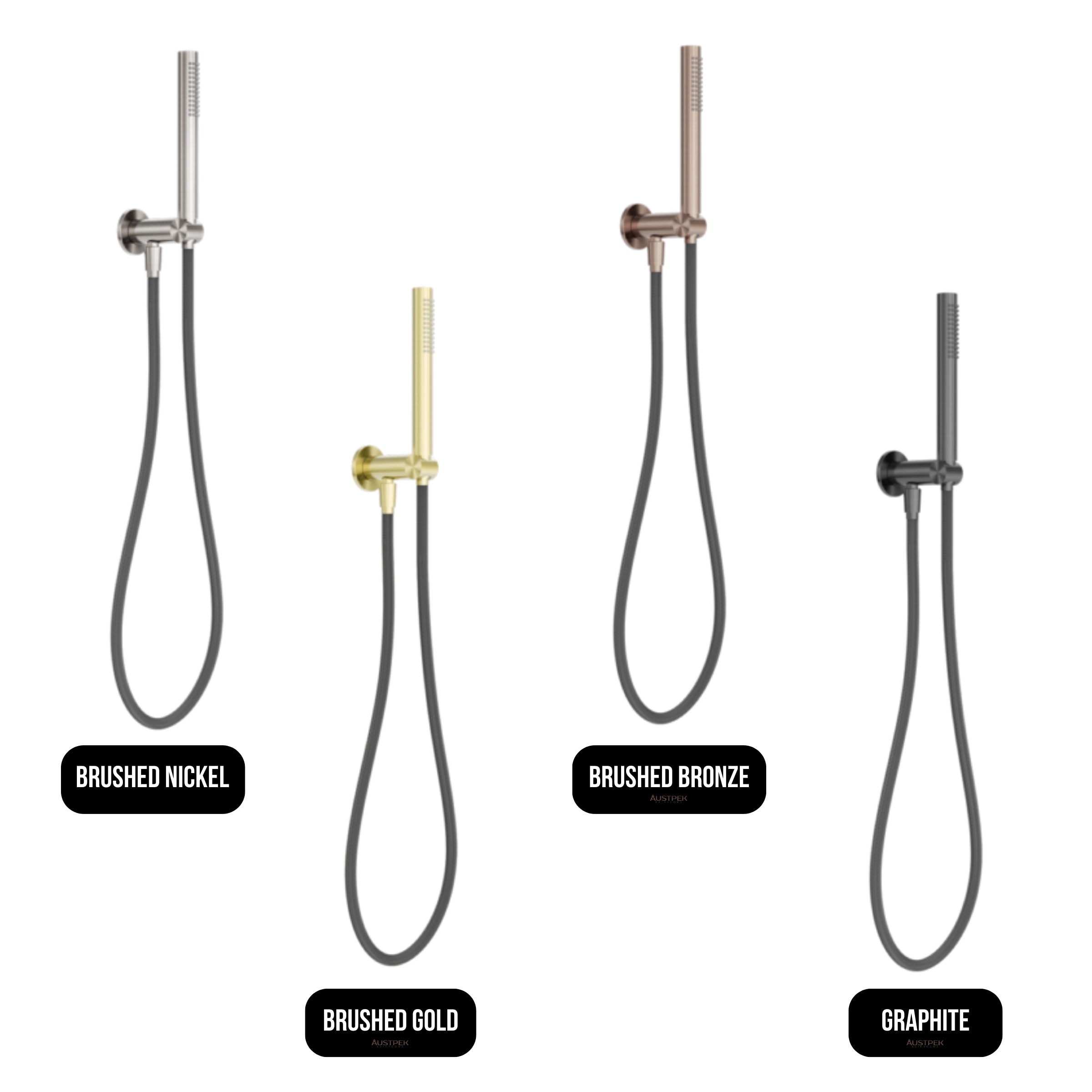 NERO ZEN SHOWER ON BRACKET WITH OUTDOOR SHOWER HOSE BRUSHED NICKEL