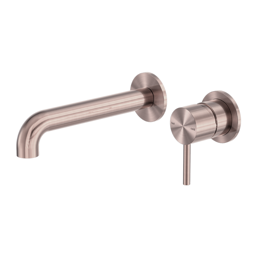 NERO ZEN WALL BASIN/BATH MIXER SEPARATE BACK PLATE 185/230MM SPOUT BRUSHED BRONZE