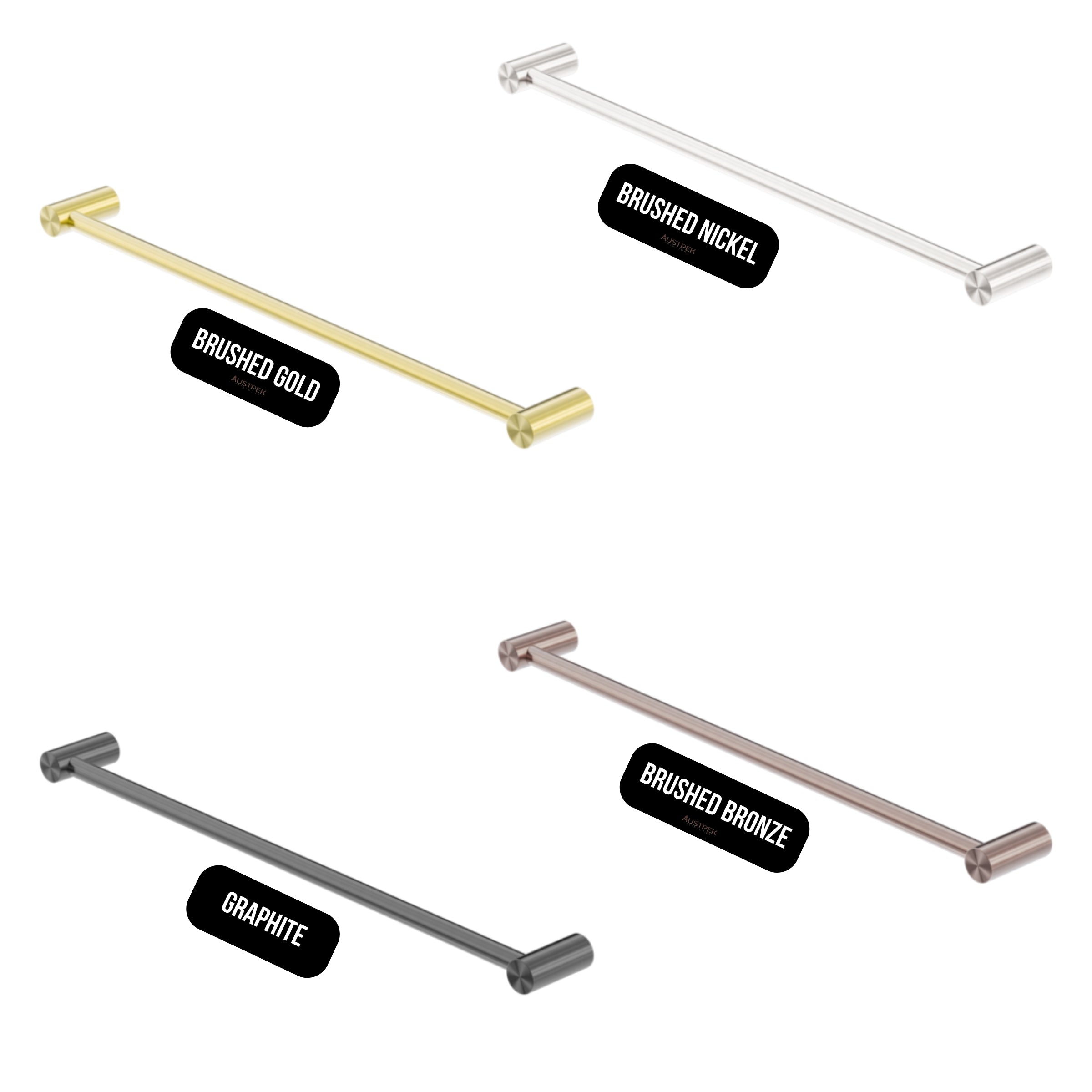 NERO ZEN NON-HEATED SINGLE TOWEL RAIL BRUSHED BRONZE (AVAILABLE IN 600MM AND 800MM)