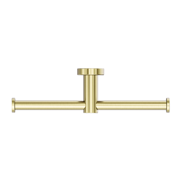 NERO MECCA DOUBLE TOILET ROLL HOLDER BRUSHED GOLD