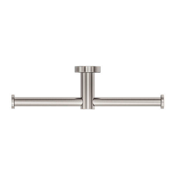 NERO MECCA DOUBLE TOILET ROLL HOLDER BRUSHED NICKEL