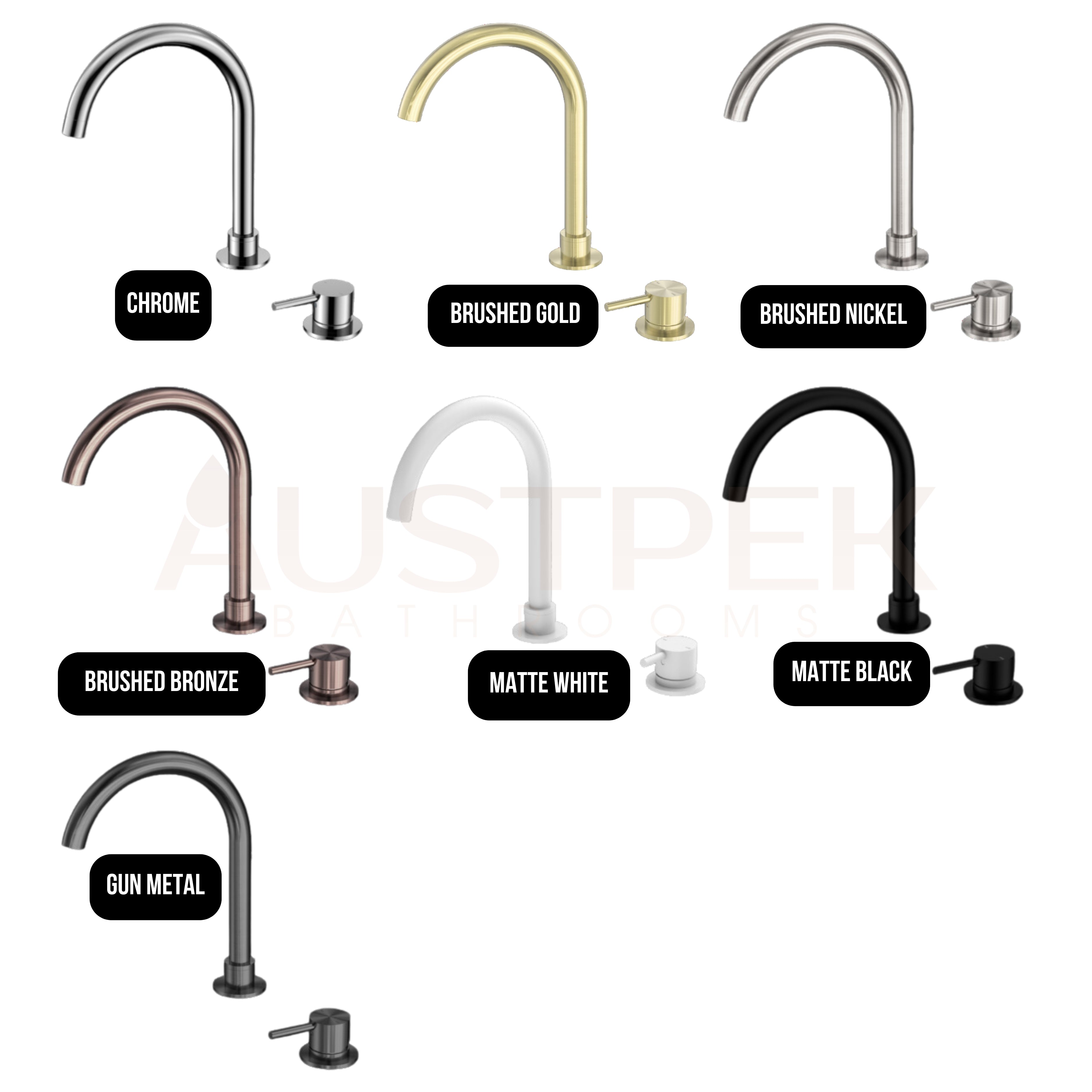 NERO MECCA HOB BASIN MIXER ROUND SWIVEL SPOUT BRUSHED GOLD