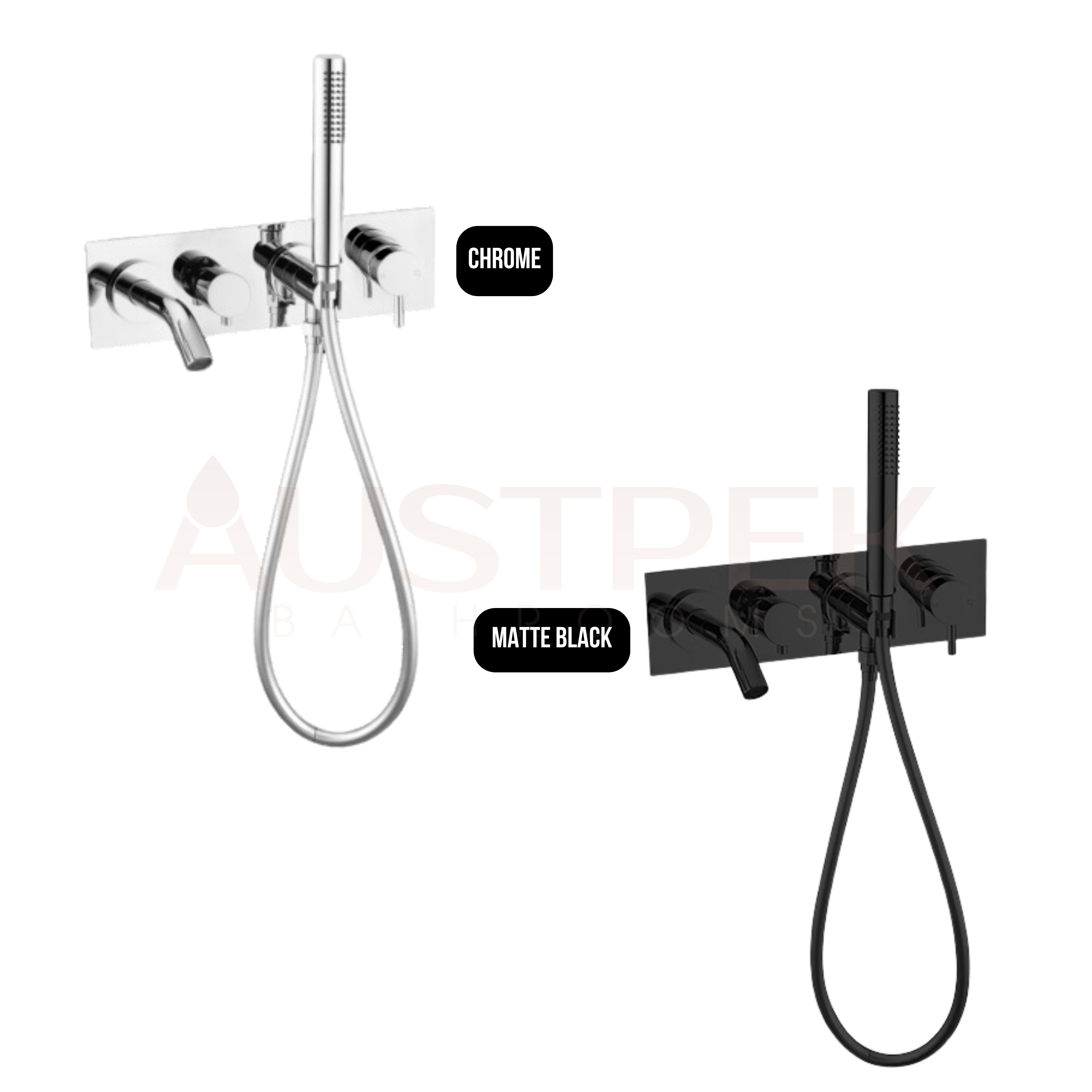 NERO MECCA WALL MOUNT BATH MIXER WITH HAND SHOWER MATTE BLACK