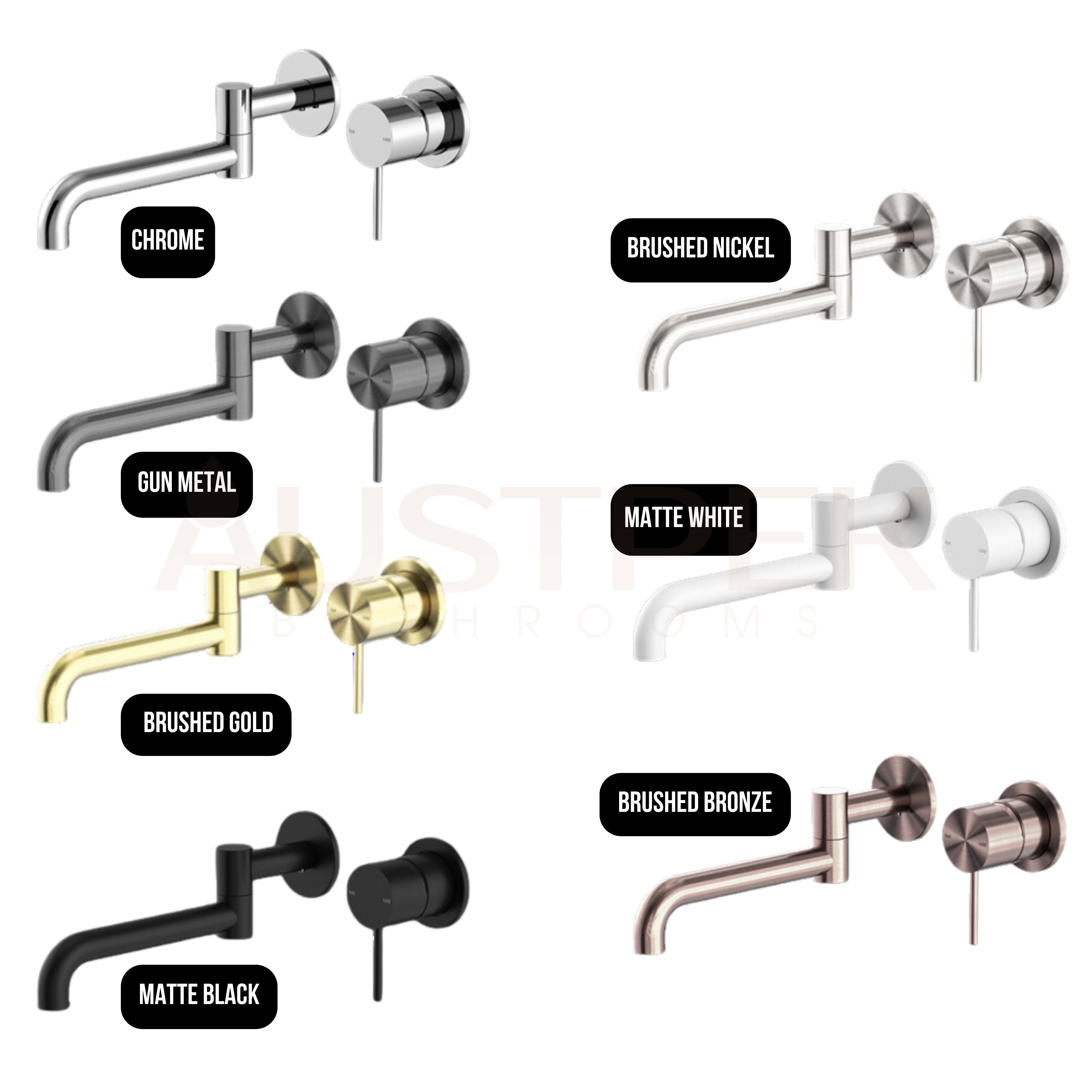 NERO MECCA WALL BASIN / BATH MIXER SWIVEL SPOUT BRUSHED NICKEL