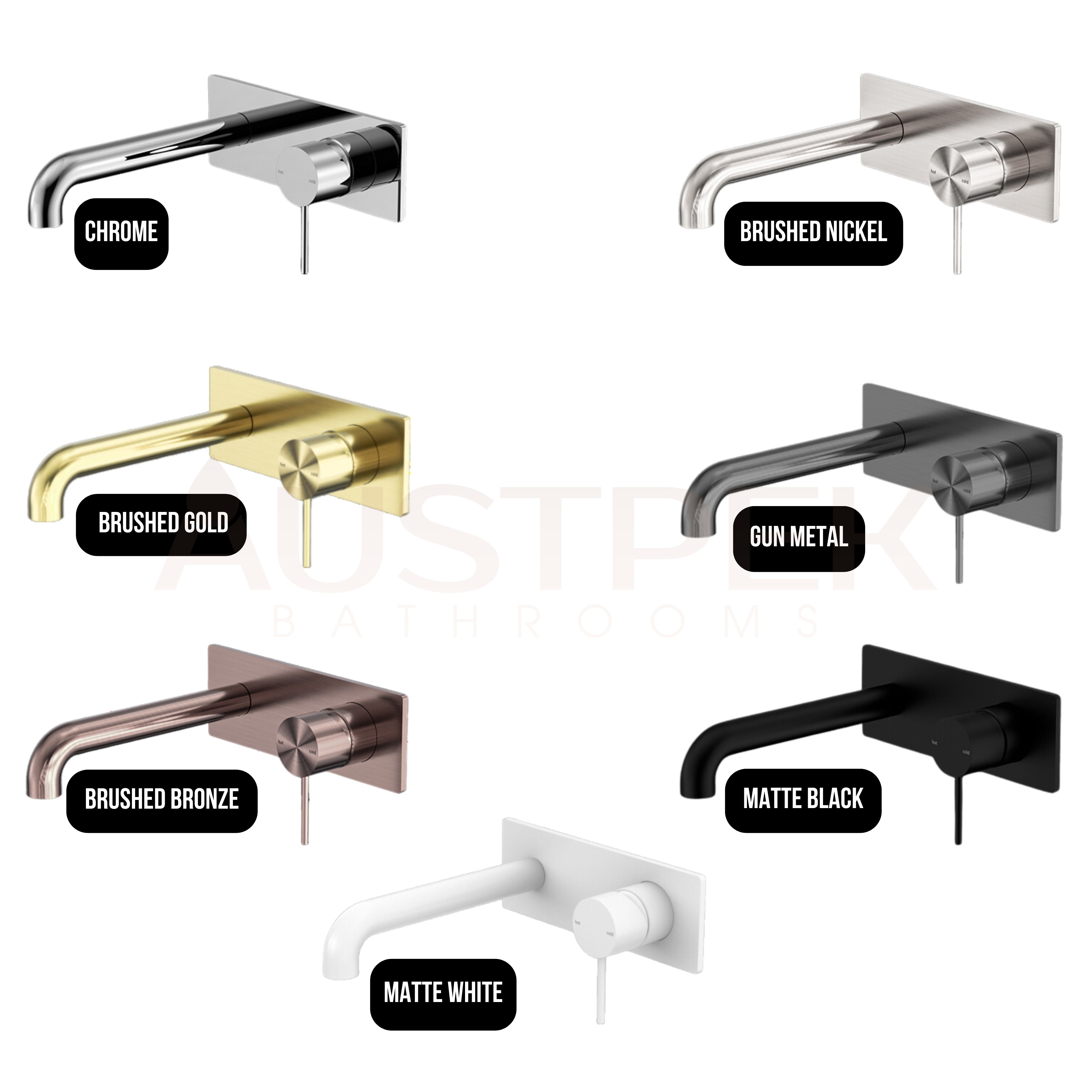 NERO MECCA WALL BASIN / BATH MIXER BRUSHED GOLD (AVAILABLE IN 120MM, 160MM, 185MM, 230MM AND 260MM)