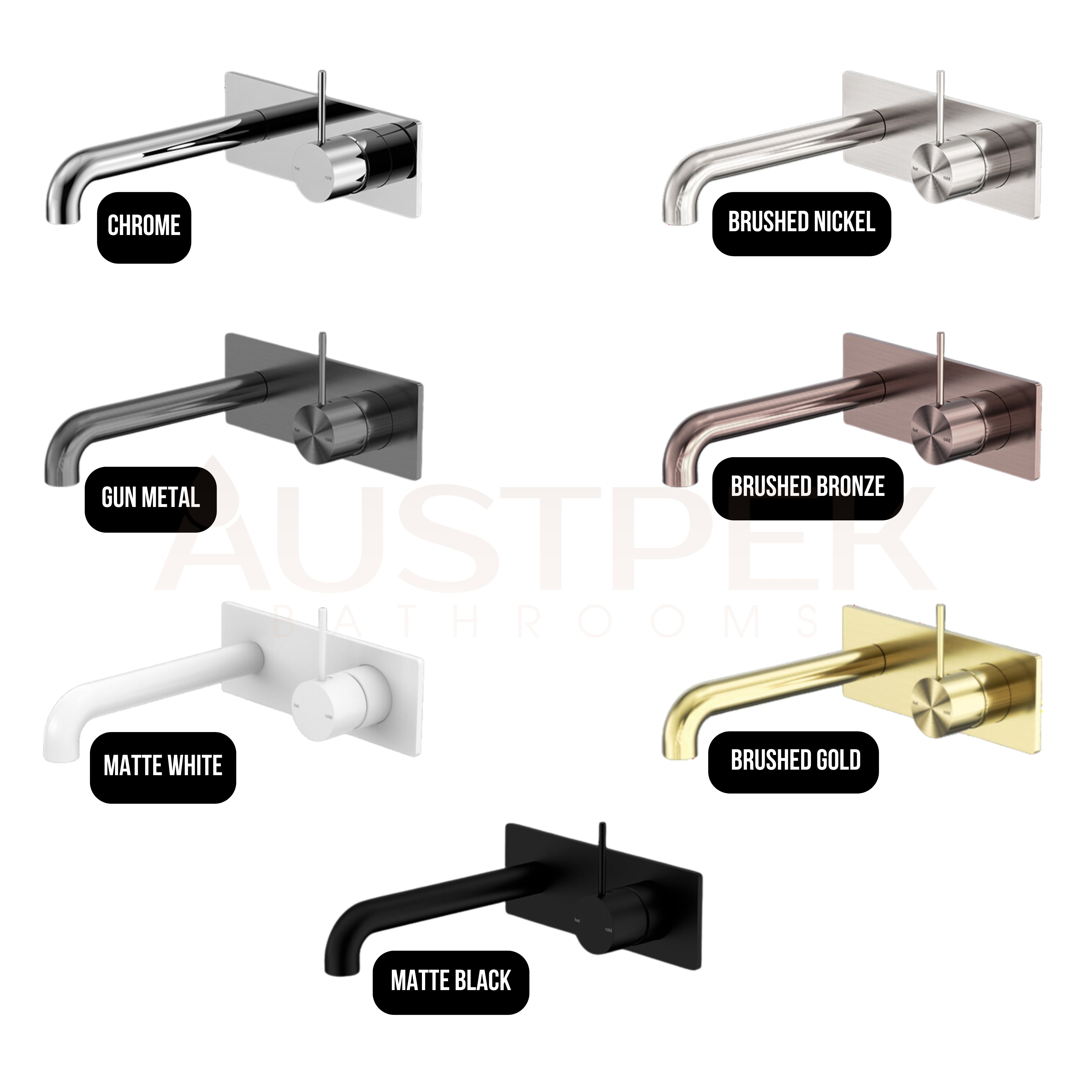 NERO MECCA WALL BASIN/BATH MIXER HANDLE UP GUN METAL (AVAILABLE IN 120MM,160MM,185MM, 230MM AND 260MM)