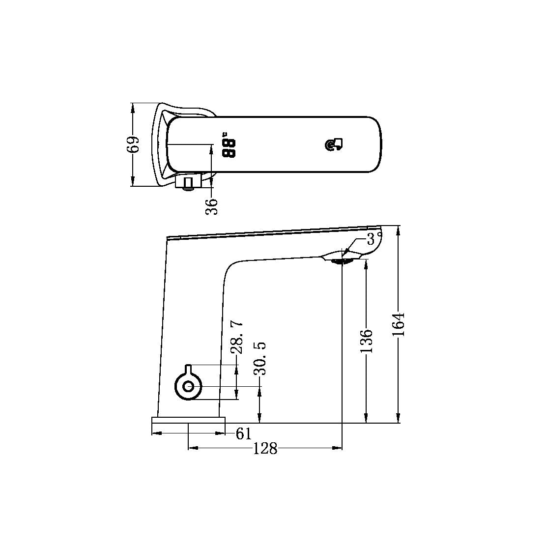 NERO CLAUDIA SENSOR MIXER WITH WHITE TOP DISPLAY 164MM CHROME