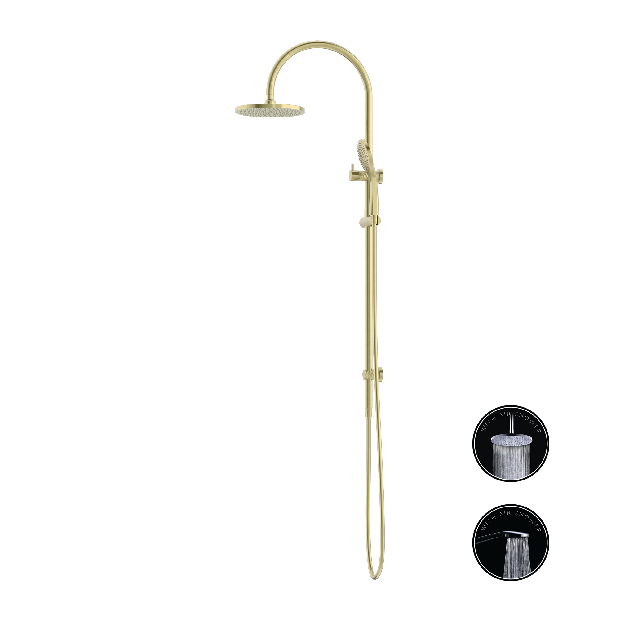 NERO OPAL TWIN SHOWER WITH AIR SHOWER 339MM BRUSHED GOLD