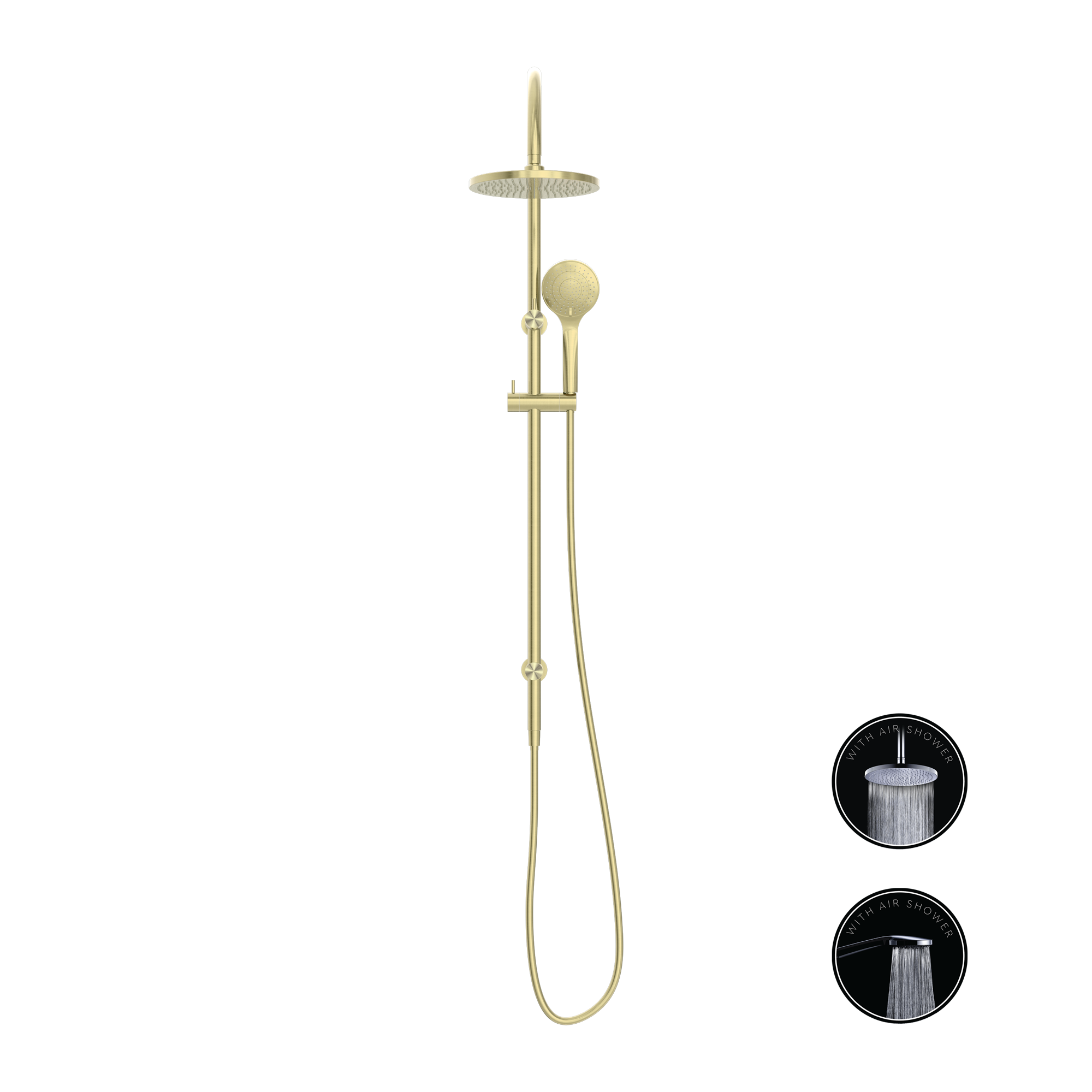 NERO OPAL TWIN SHOWER WITH AIR SHOWER 339MM BRUSHED GOLD