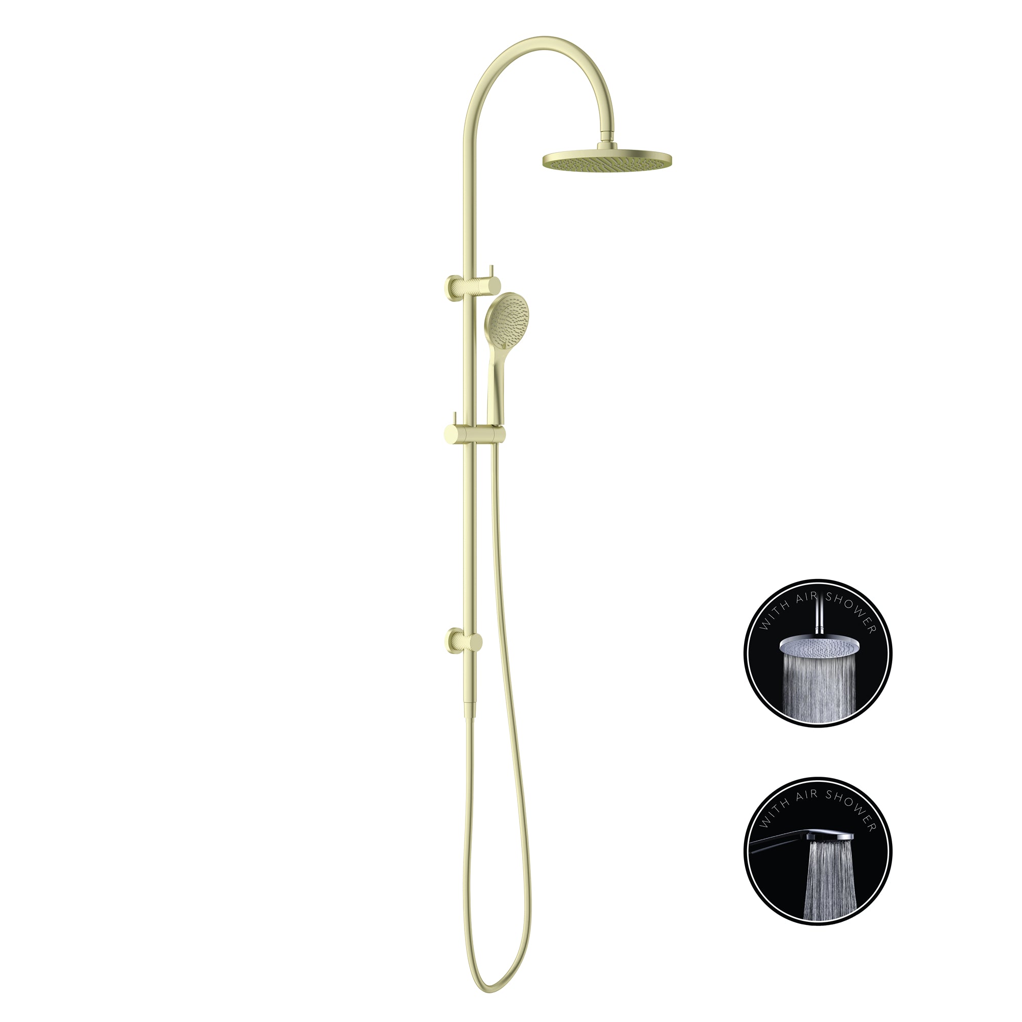 NERO OPAL TWIN SHOWER WITH AIR SHOWER 339MM BRUSHED GOLD