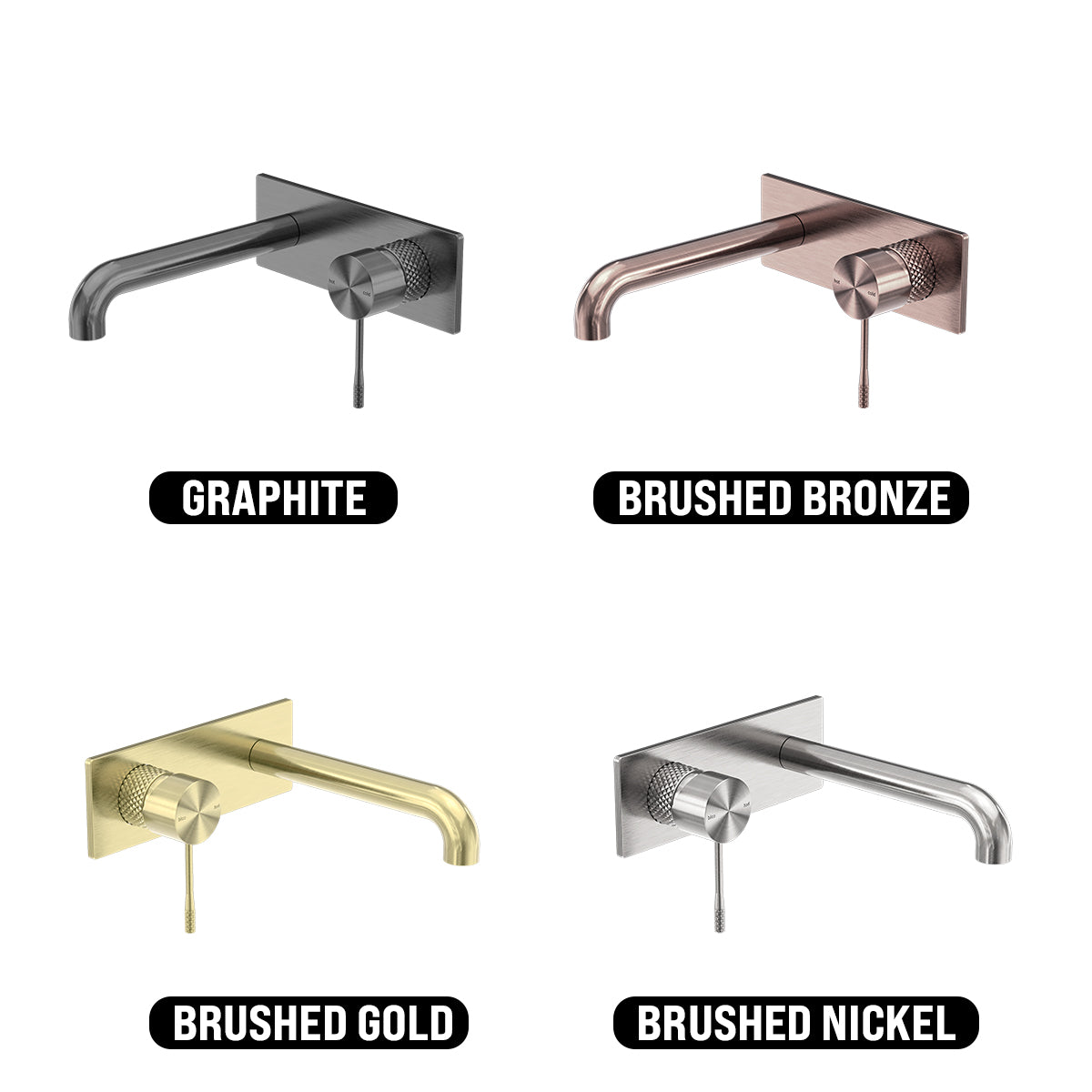 NERO OPAL WALL BASIN/ BATH MIXER BRUSHED NICKEL (AVAILABLE IN 120MM, 160MM, 185MM, 230MM AND 260MM)