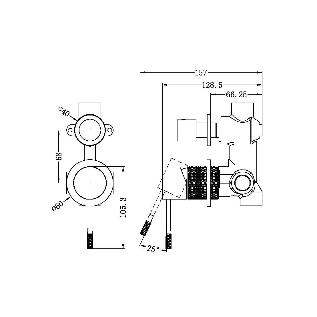 NERO OPAL SHOWER MIXER DIVERTER SEPARATE PLATE BRUSHED GOLD