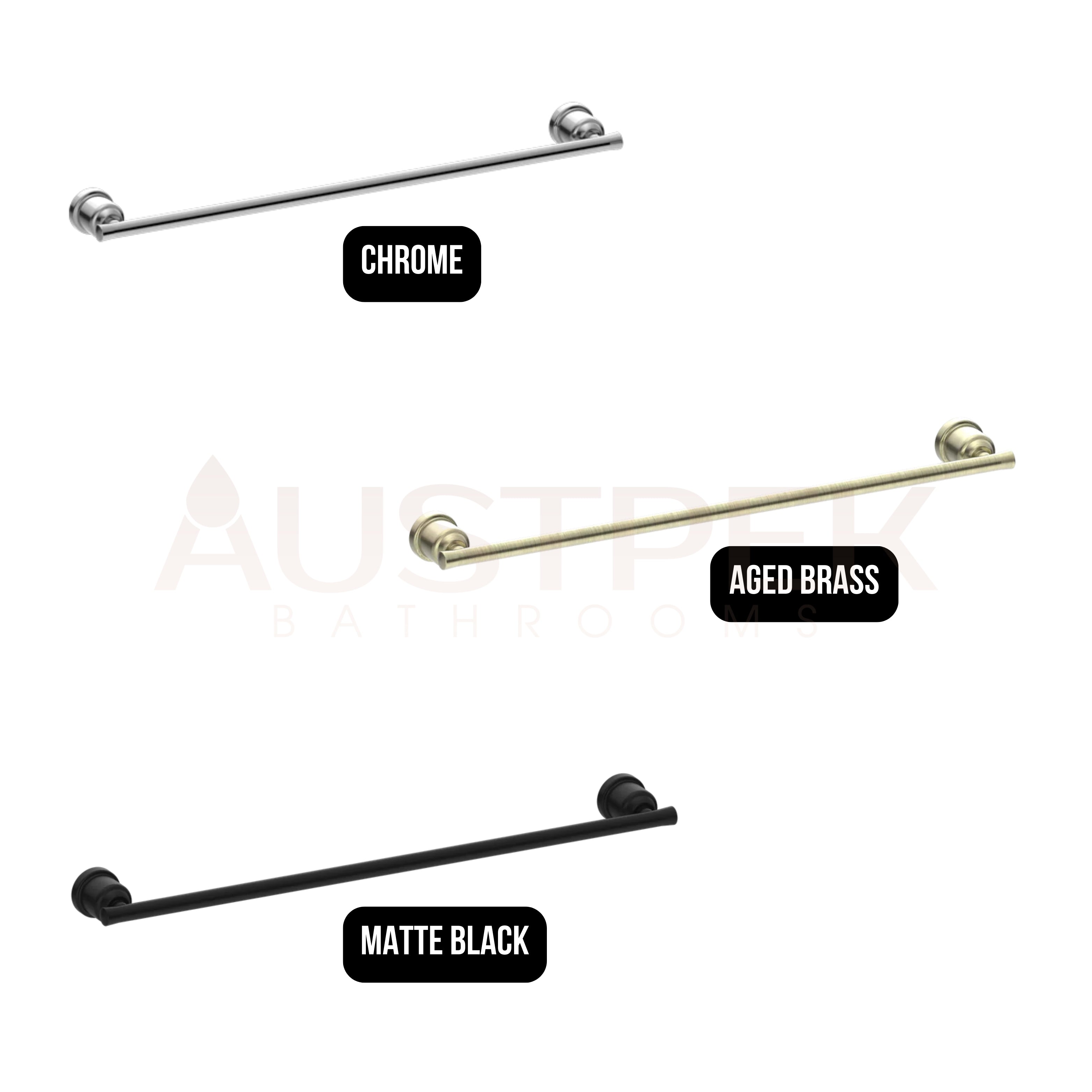 NERO YORK NON HEATED SINGLE TOWEL RAIL 600MM AGED BRASS