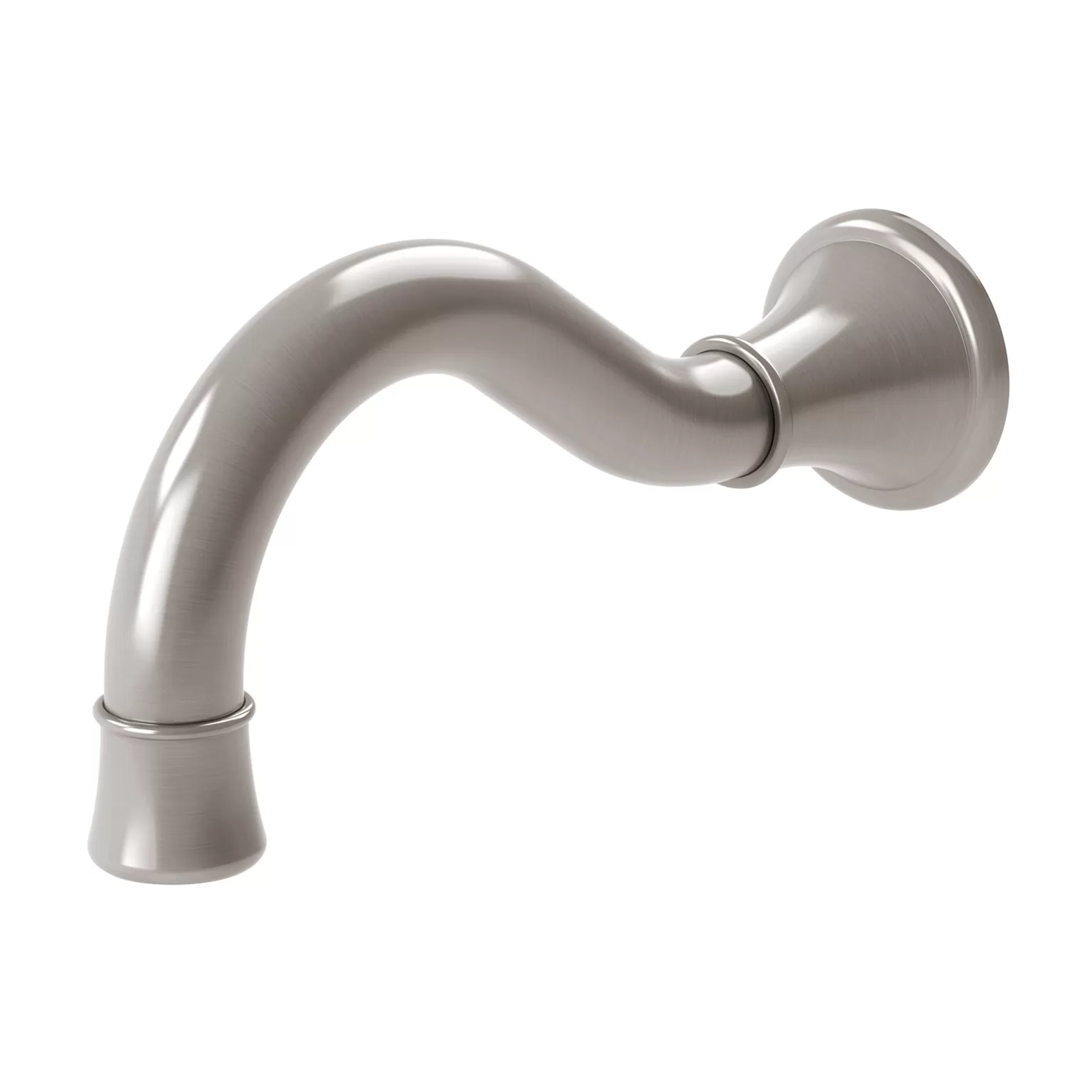 PHOENIX NOSTALGIA WALL BASIN / BATH OUTLET 180MM SHEPHERD CROOK BRUSHED NICKEL