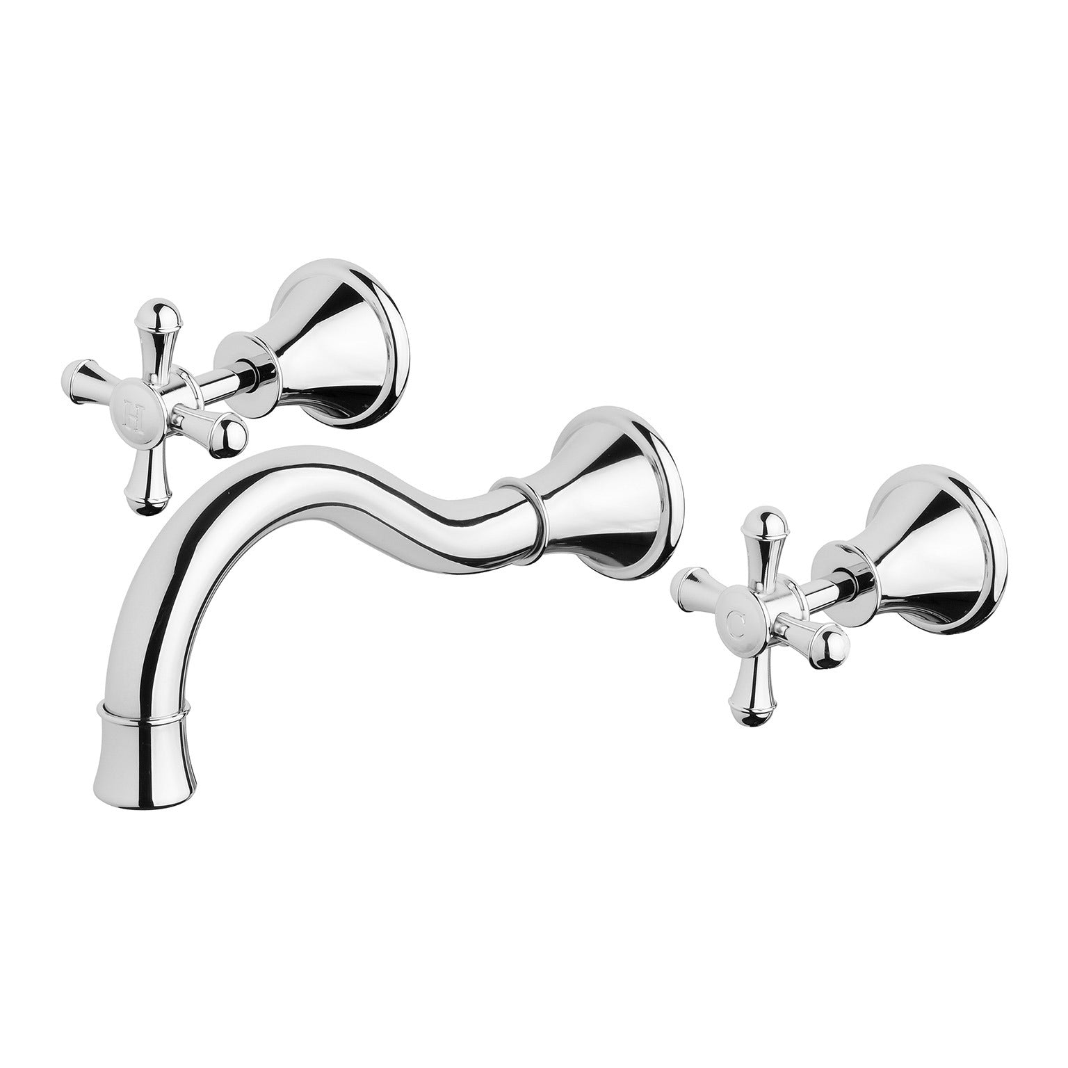 PHOENIX NOSTALGIA THREE-PIECE BASIN AND BATH SET 180MM SHEPHERDS CROOK CHROME