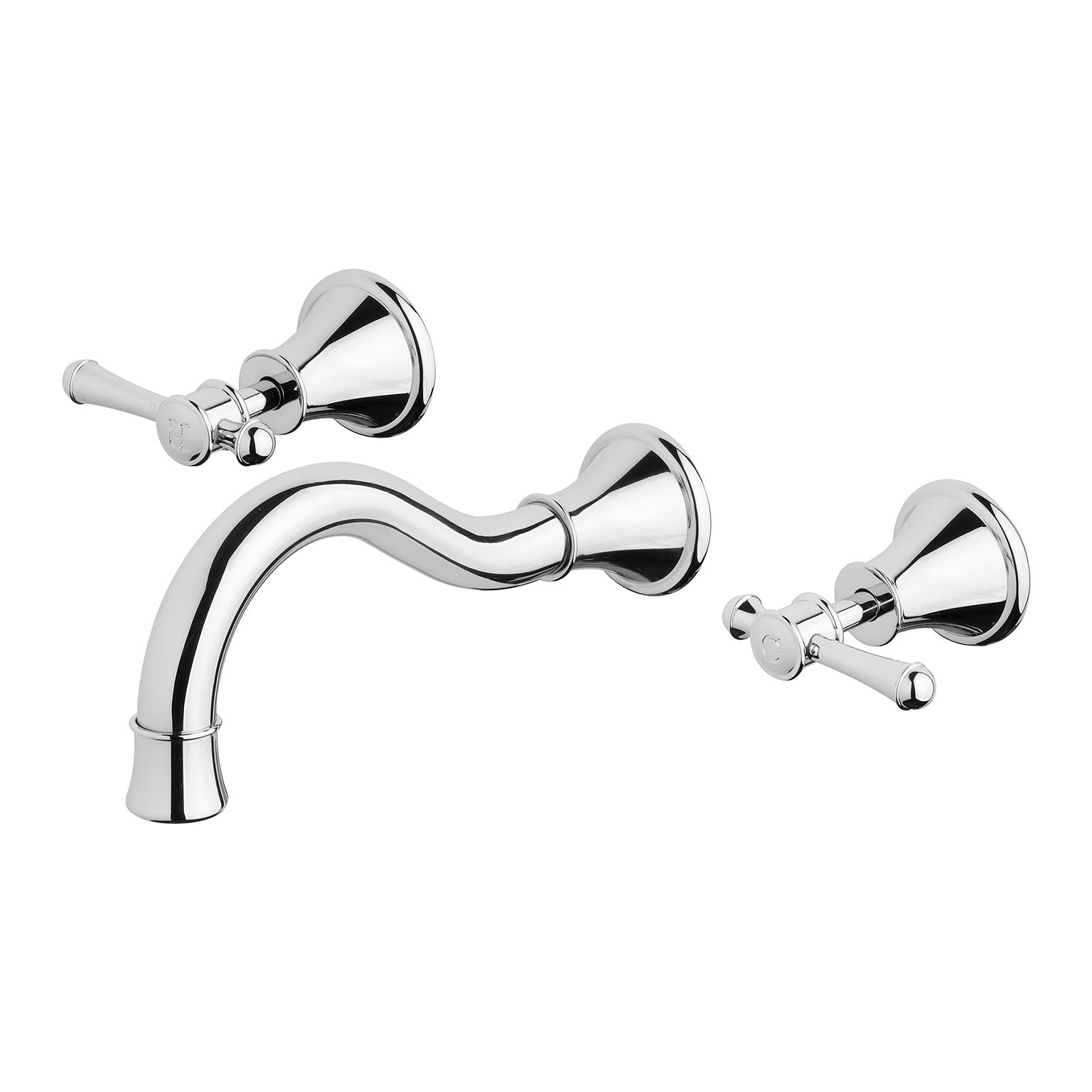 PHOENIX NOSTALGIA THREE-PIECE LEVER BASIN AND BATH SET 180MM SHEPHERDS CROOK CHROME