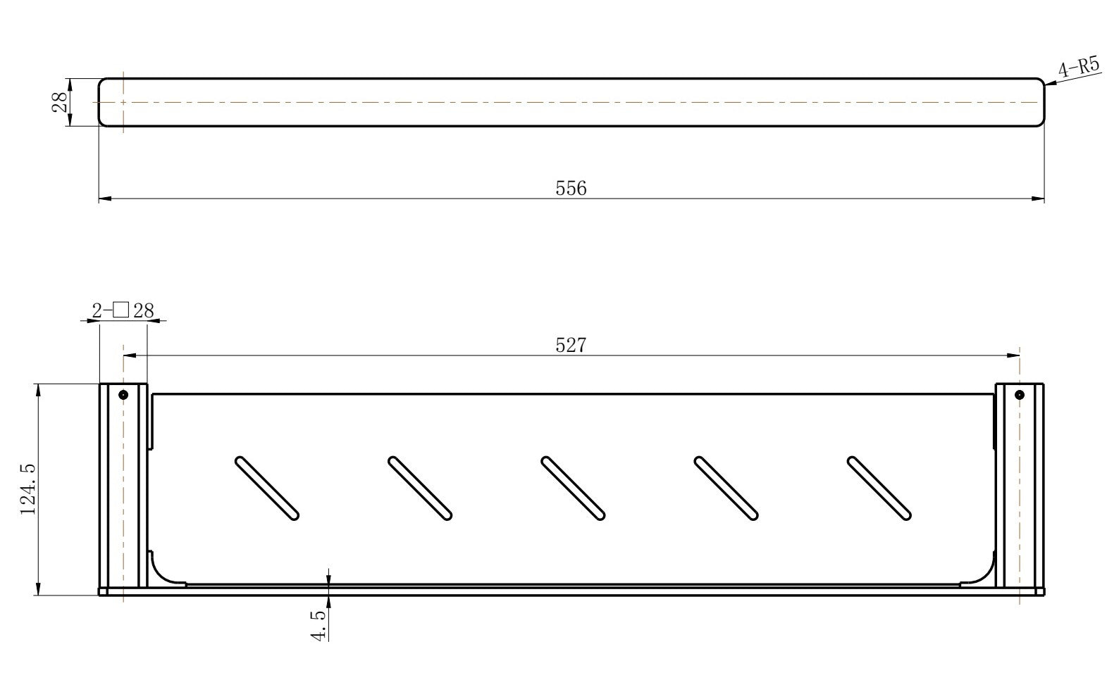 MODERN NATIONAL NOVA METAL SHELF 556MM BRUSHED NICKEL