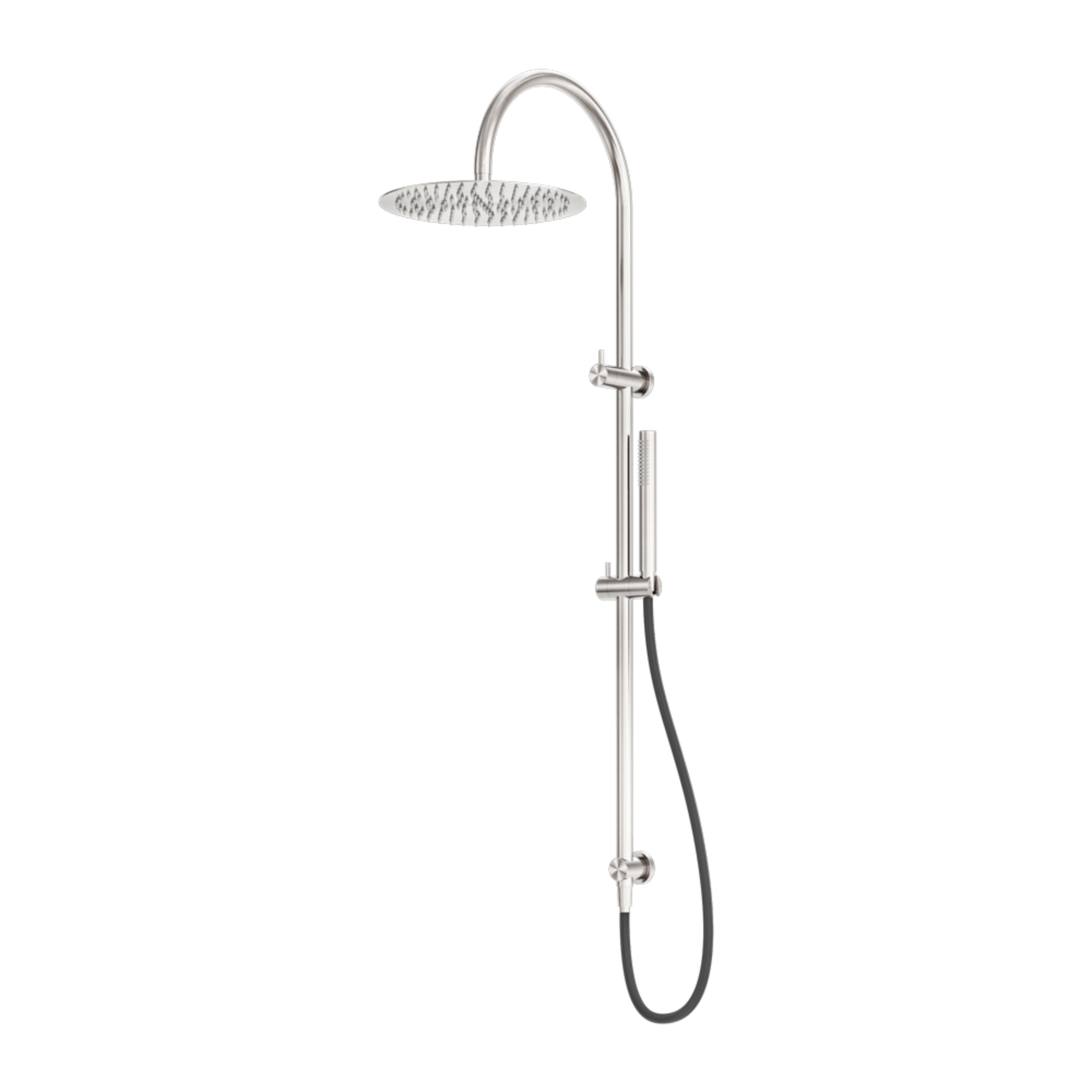 NERO ZEN TWIN SHOWER WITH OUTDOOR SHOWER HOSE BRUSHED NICKEL