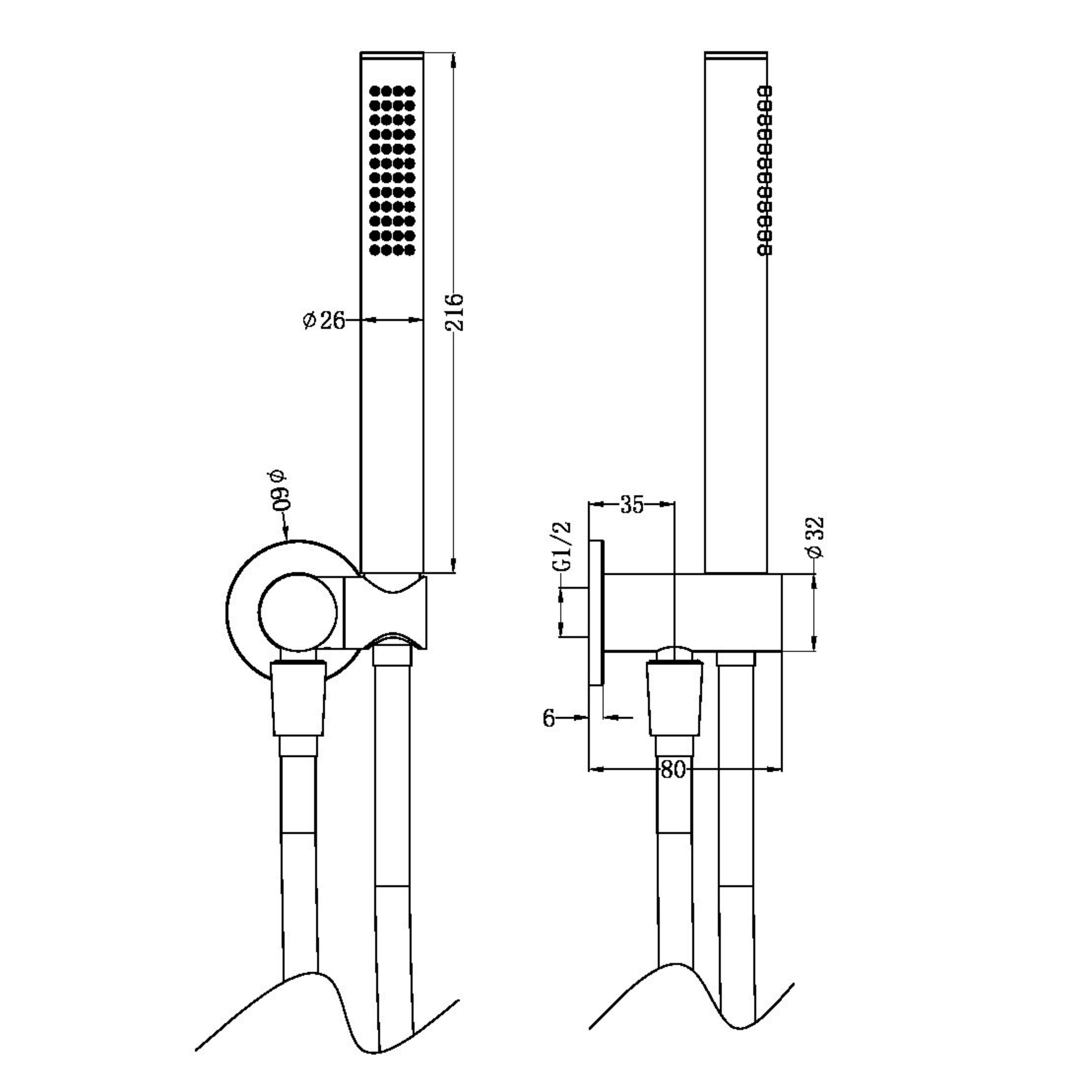 NERO ZEN SHOWER ON BRACKET WITH OUTDOOR SHOWER HOSE BRUSHED NICKEL