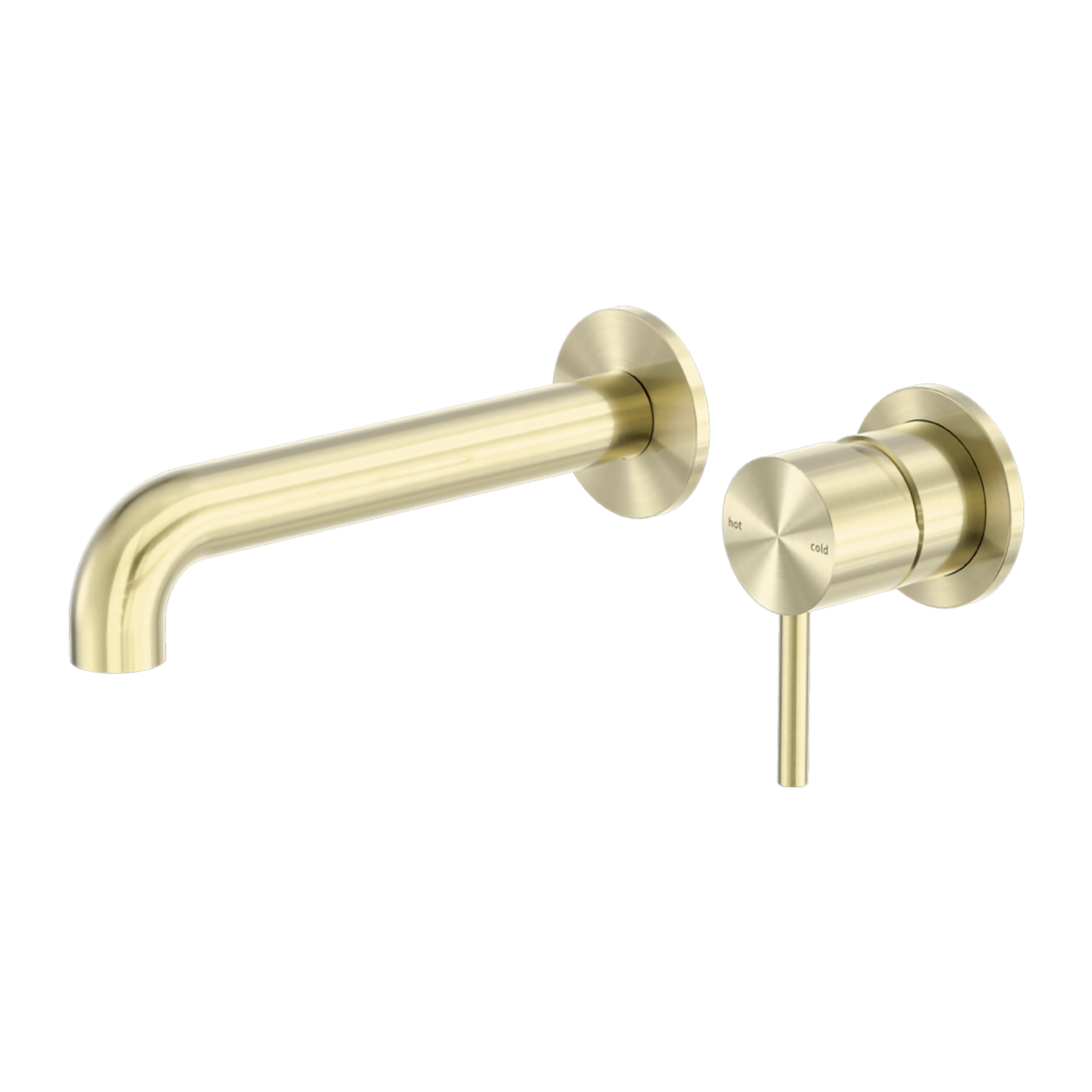 NERO ZEN WALL BASIN/BATH MIXER SEPARATE BACK PLATE 185/230MM SPOUT BRUSHED GOLD