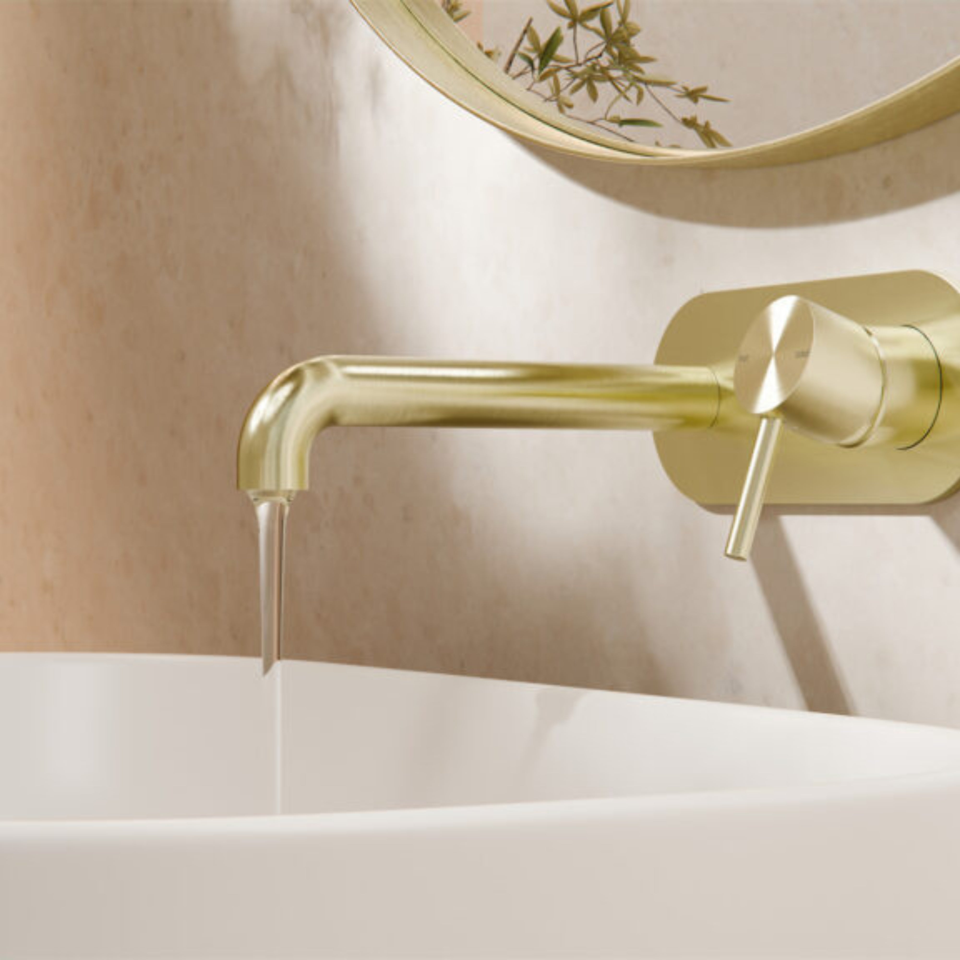 NERO ZEN WALL BASIN / BATH MIXER 185MM BRUSHED GOLD