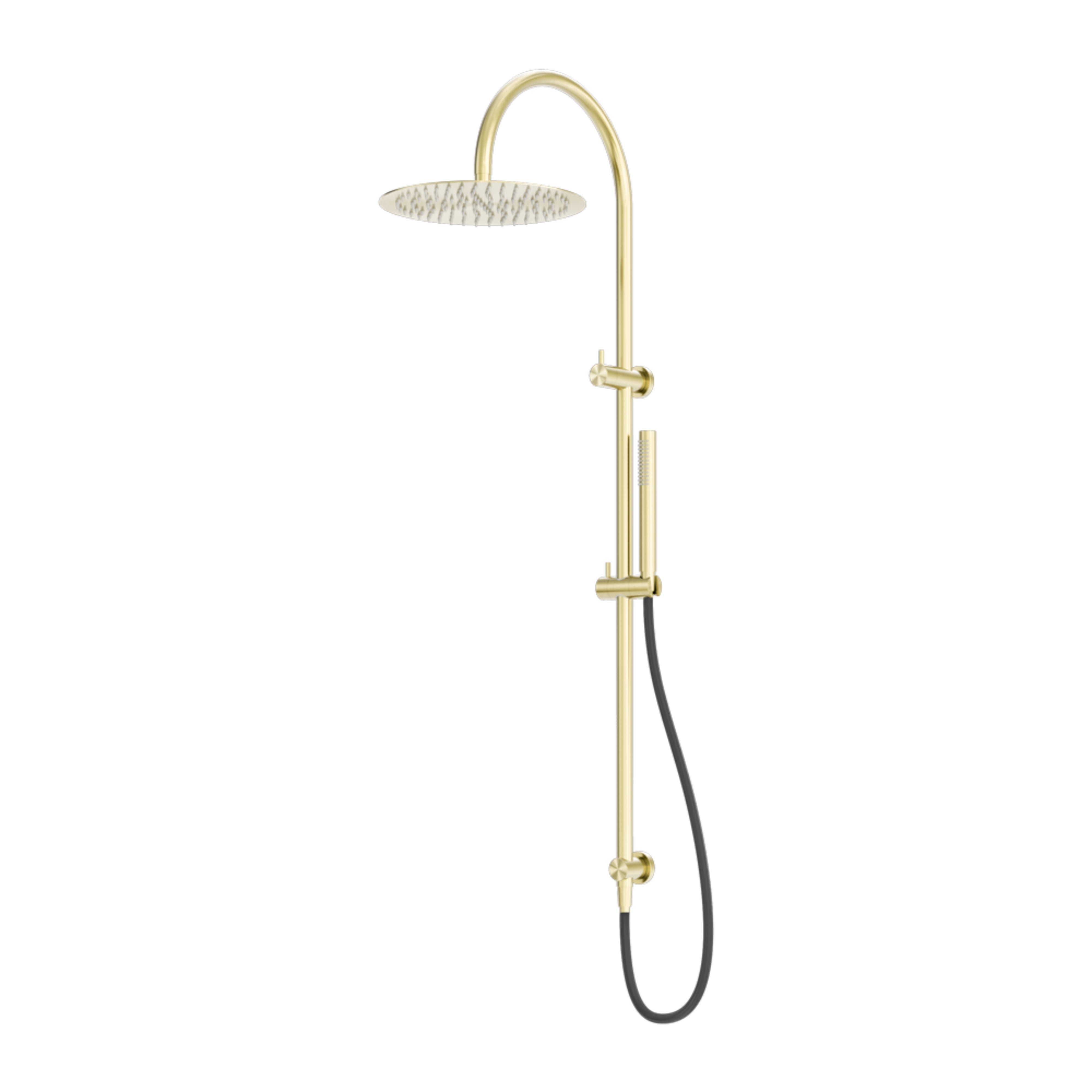 NERO ZEN TWIN SHOWER WITH OUTDOOR SHOWER HOSE BRUSHED GOLD