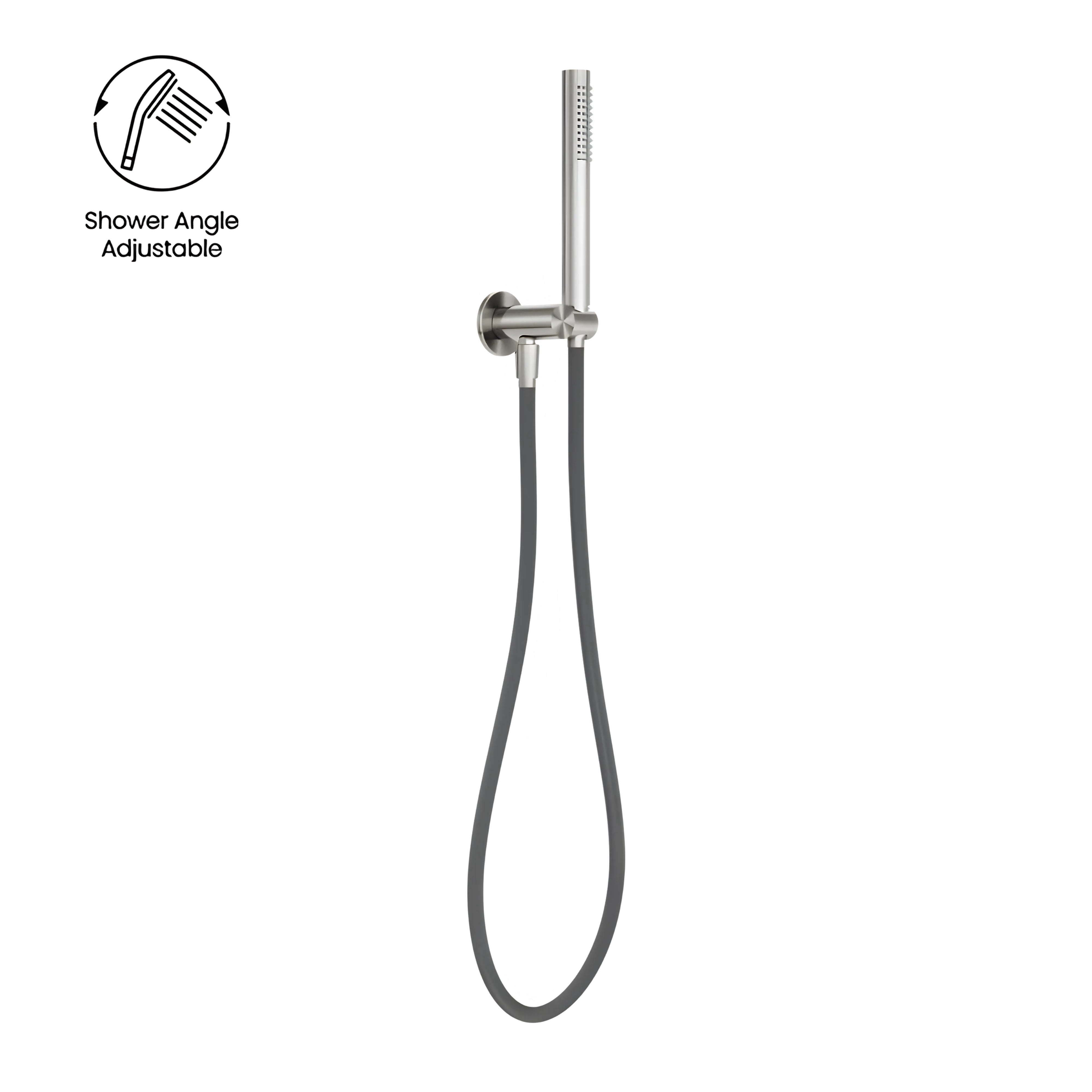 NERO ZEN SHOWER ON BRACKET WITH OUTDOOR SHOWER HOSE BRUSHED NICKEL