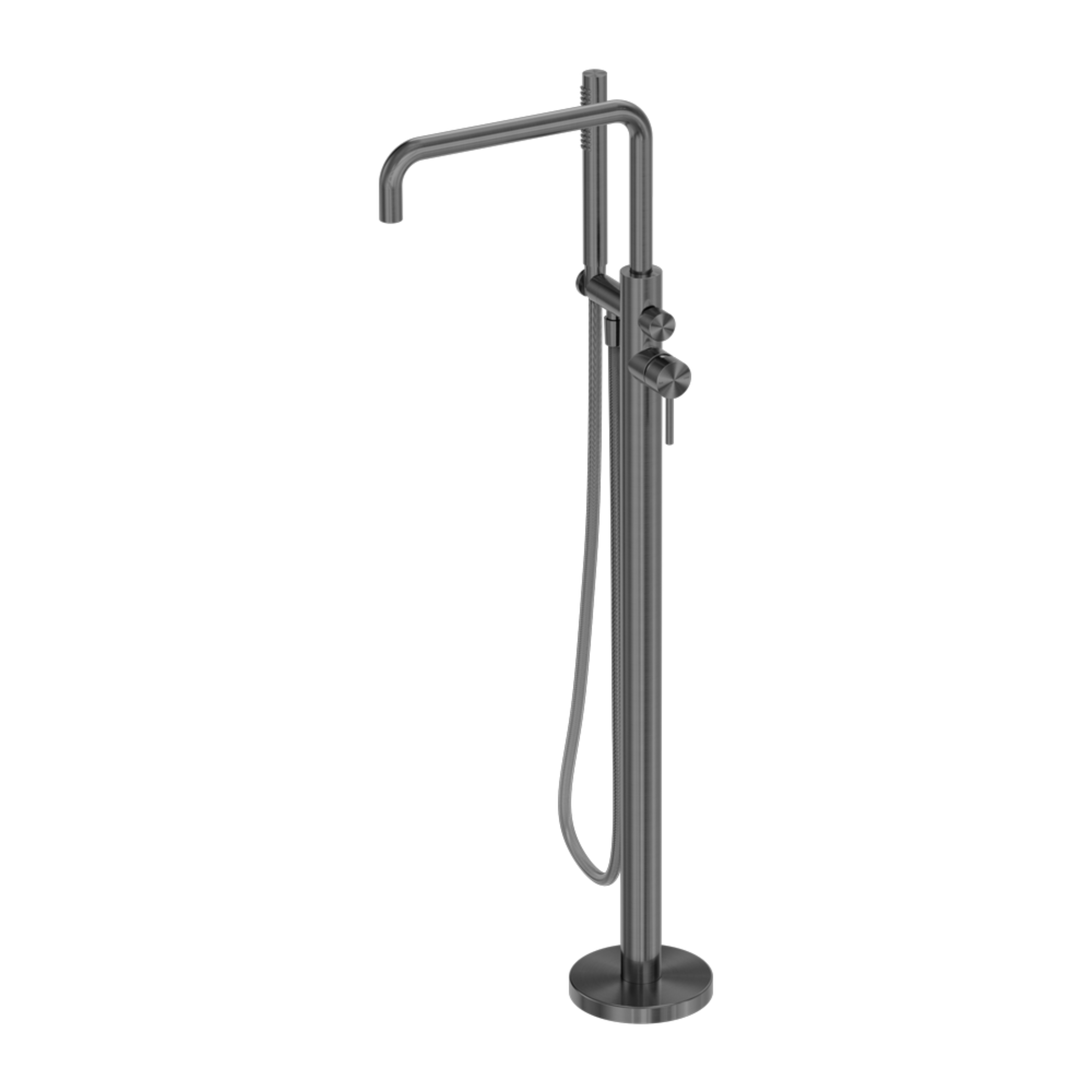 NERO ZEN FREESTANDING BATH MIXER WITH OUTDOOR SHOWER HOSE GRAPHITE