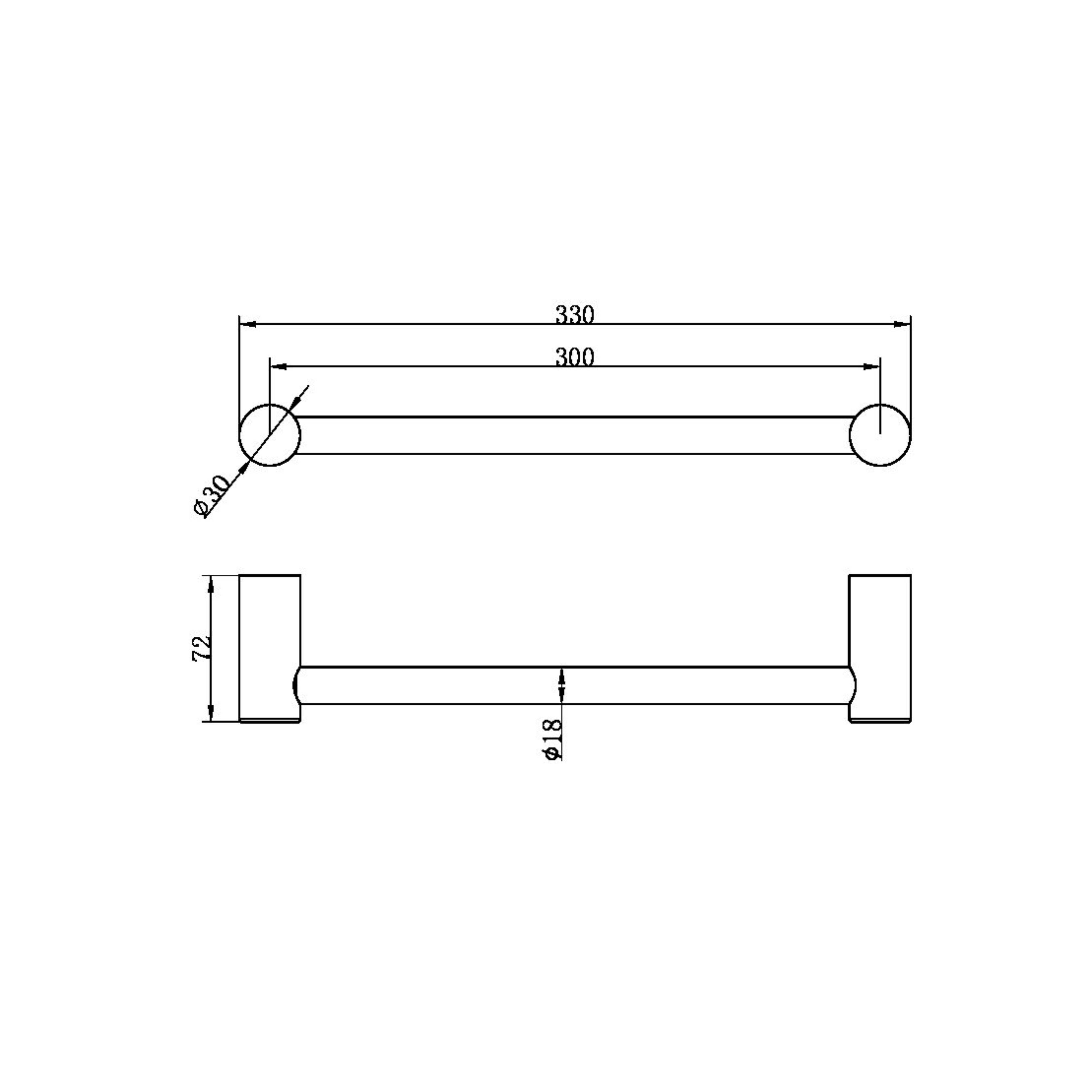 NERO ZEN NON-HEATED HAND TOWEL RAIL 330MM BRUSHED BRONZE