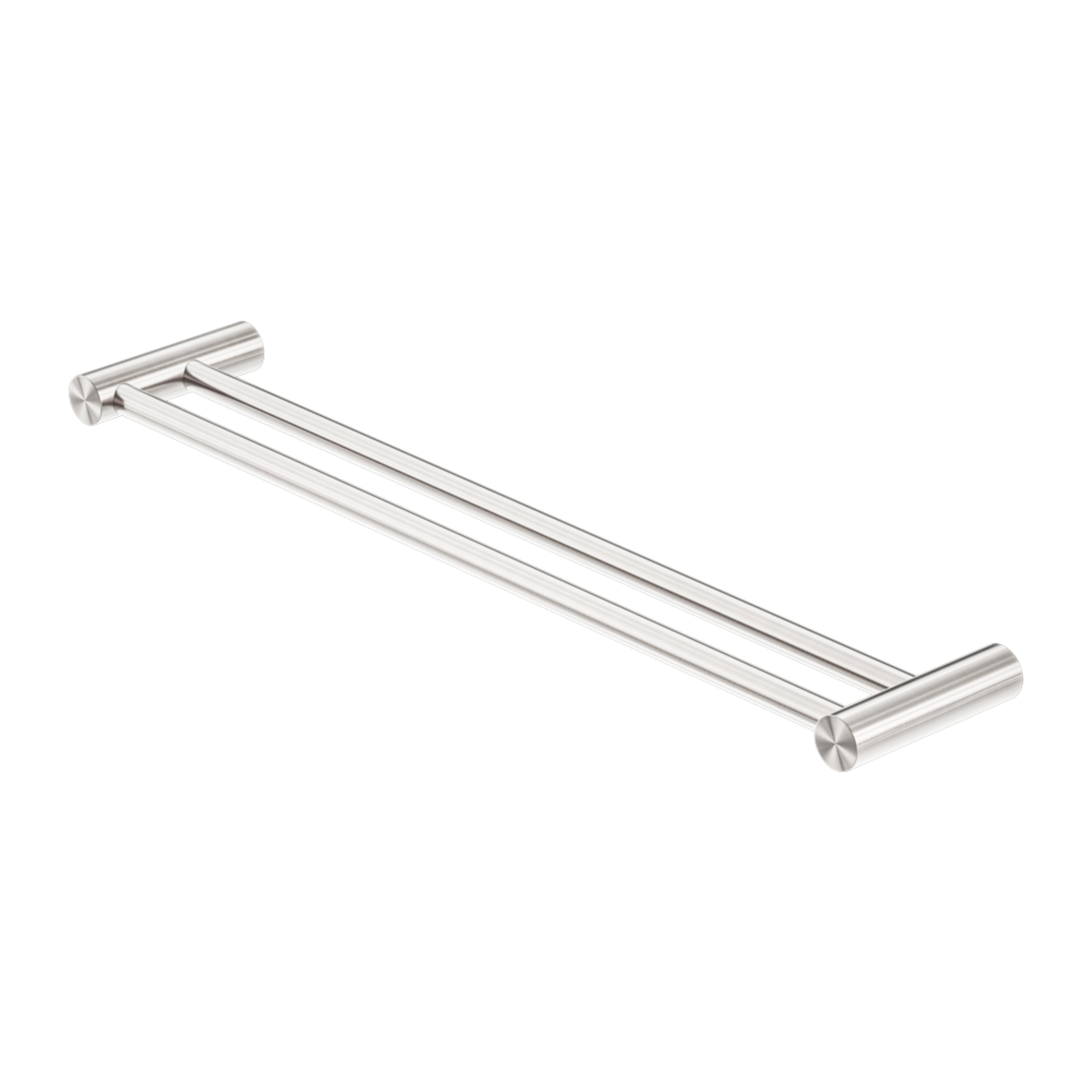 NERO ZEN NON-HEATED DOUBLE TOWEL RAIL BRUSHED NICKEL (AVAILABLE IN 600MM AND 800MM)