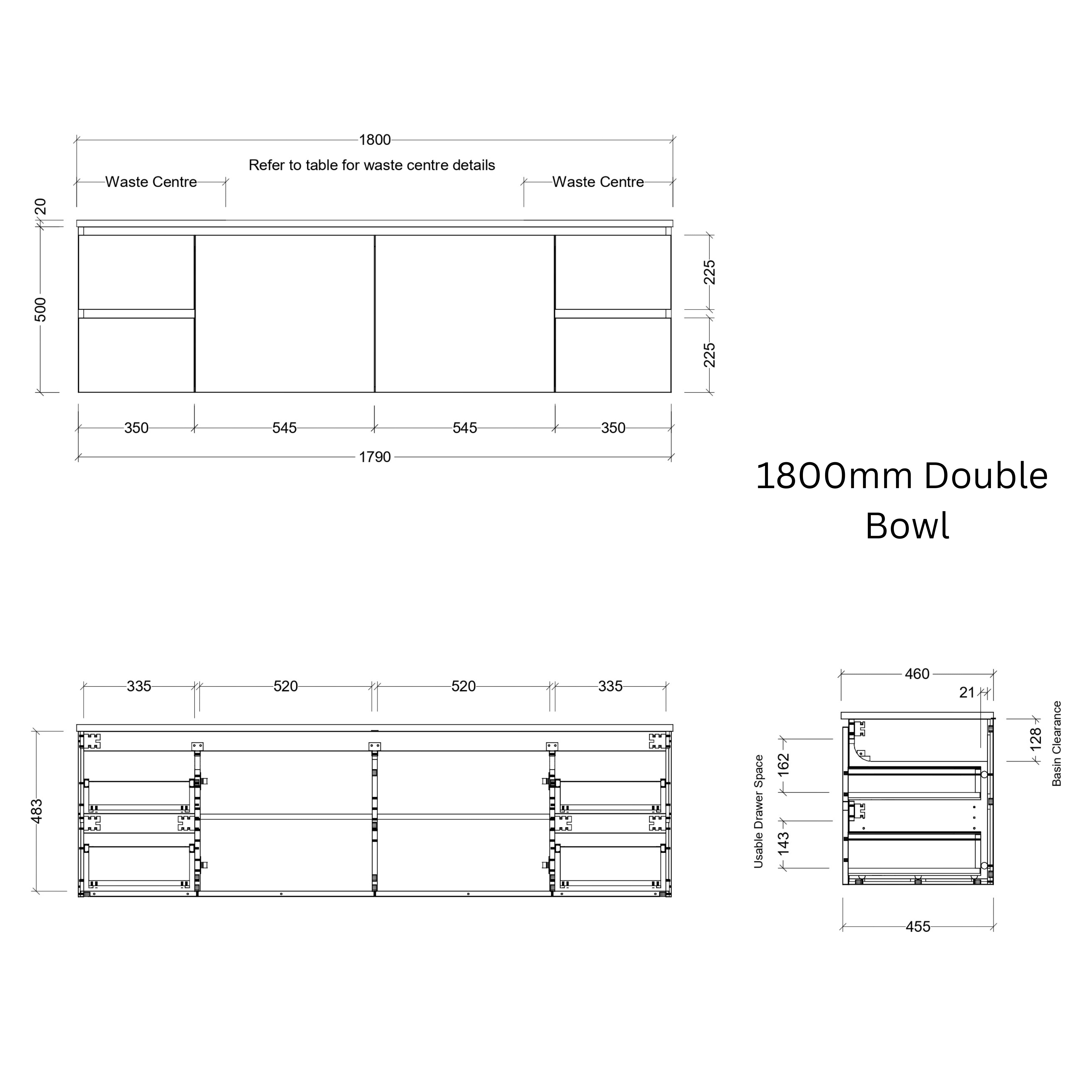 TIMBERLINE NEVADA CUSTOM WALL HUNG VANITY (ALL SIZING)