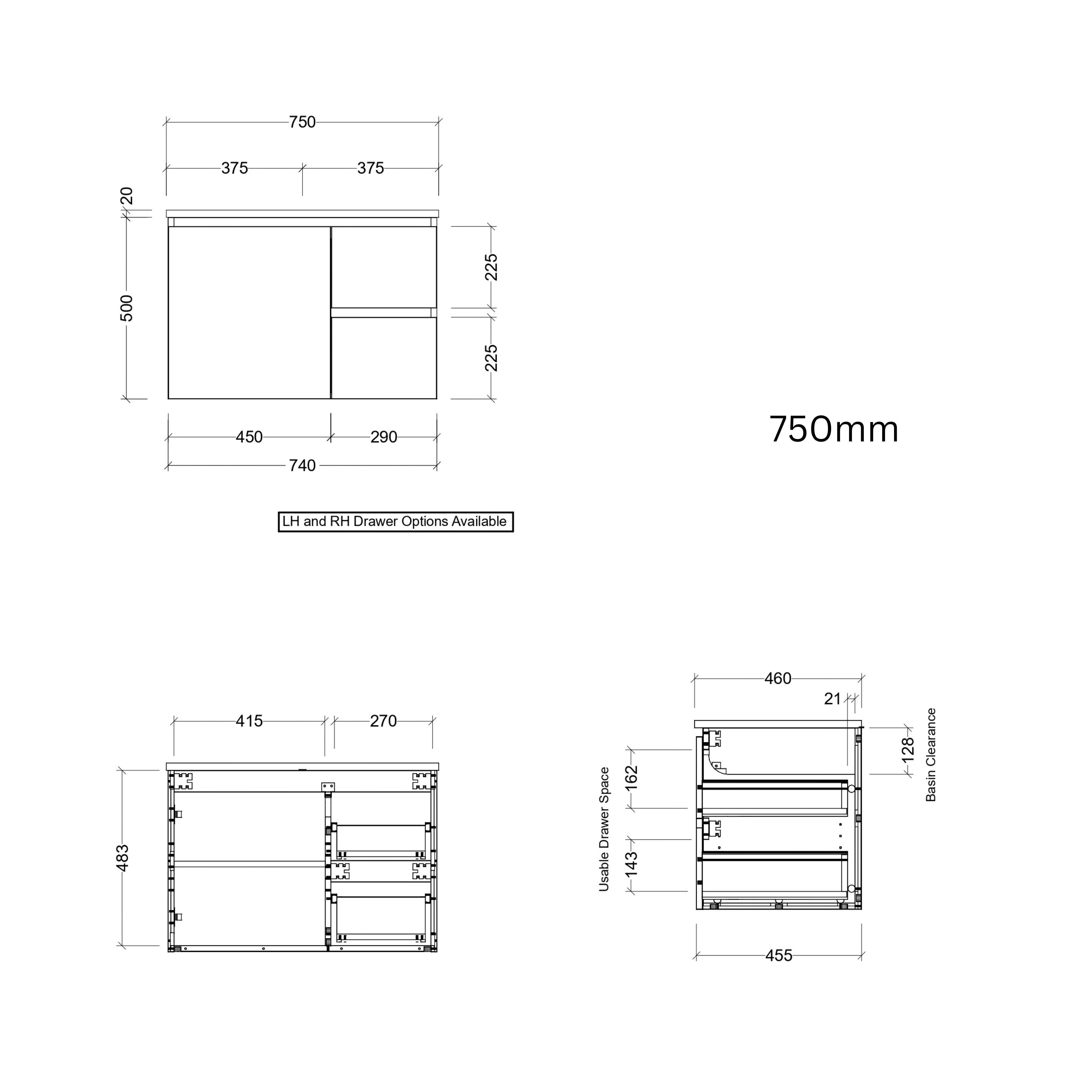 TIMBERLINE NEVADA CUSTOM WALL HUNG VANITY (ALL SIZING)