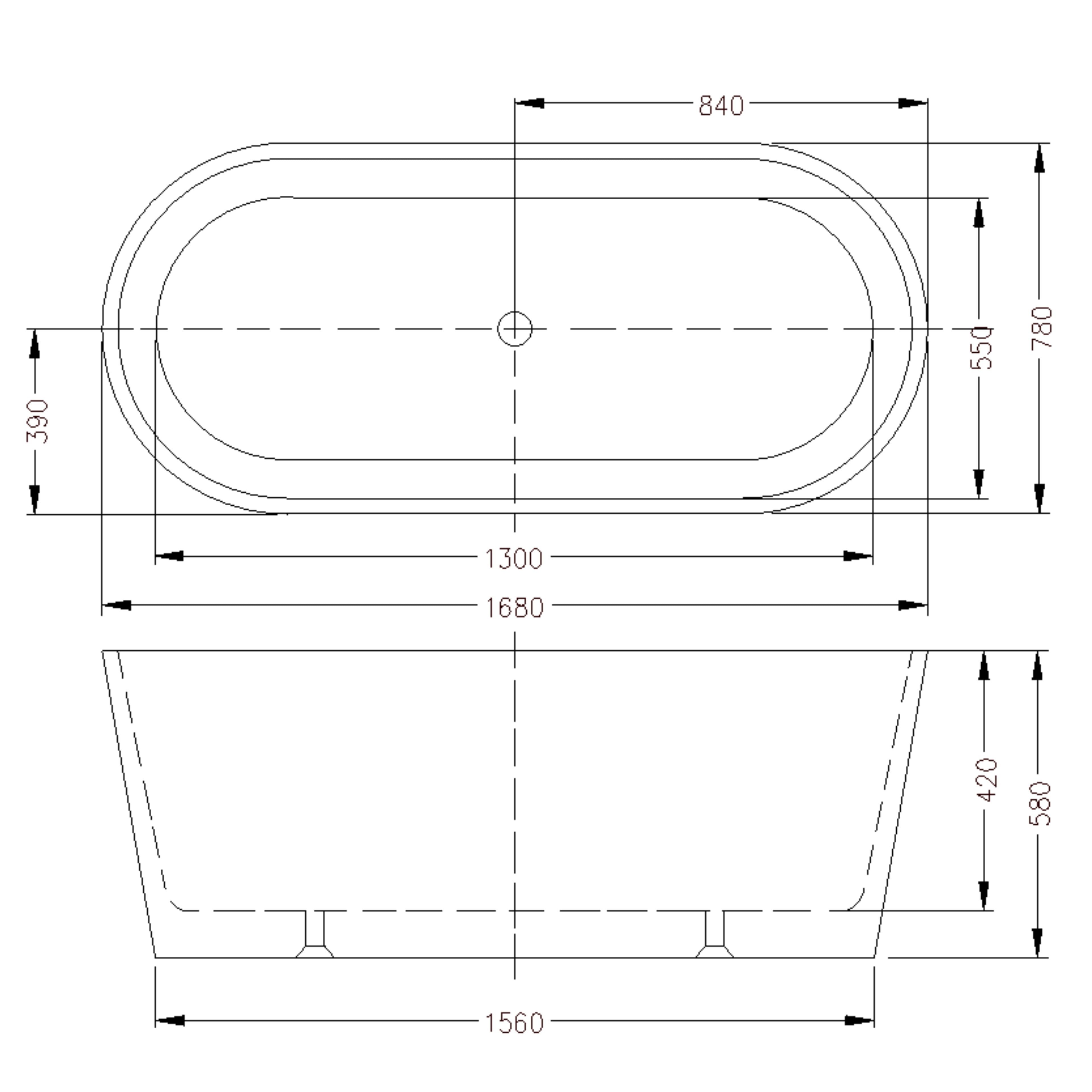 INFINITY ORIAN FREESTANDING BATHTUB GLOSS WHITE (AVAILABLE IN 1200MM, 1500MM AND 1700MM)