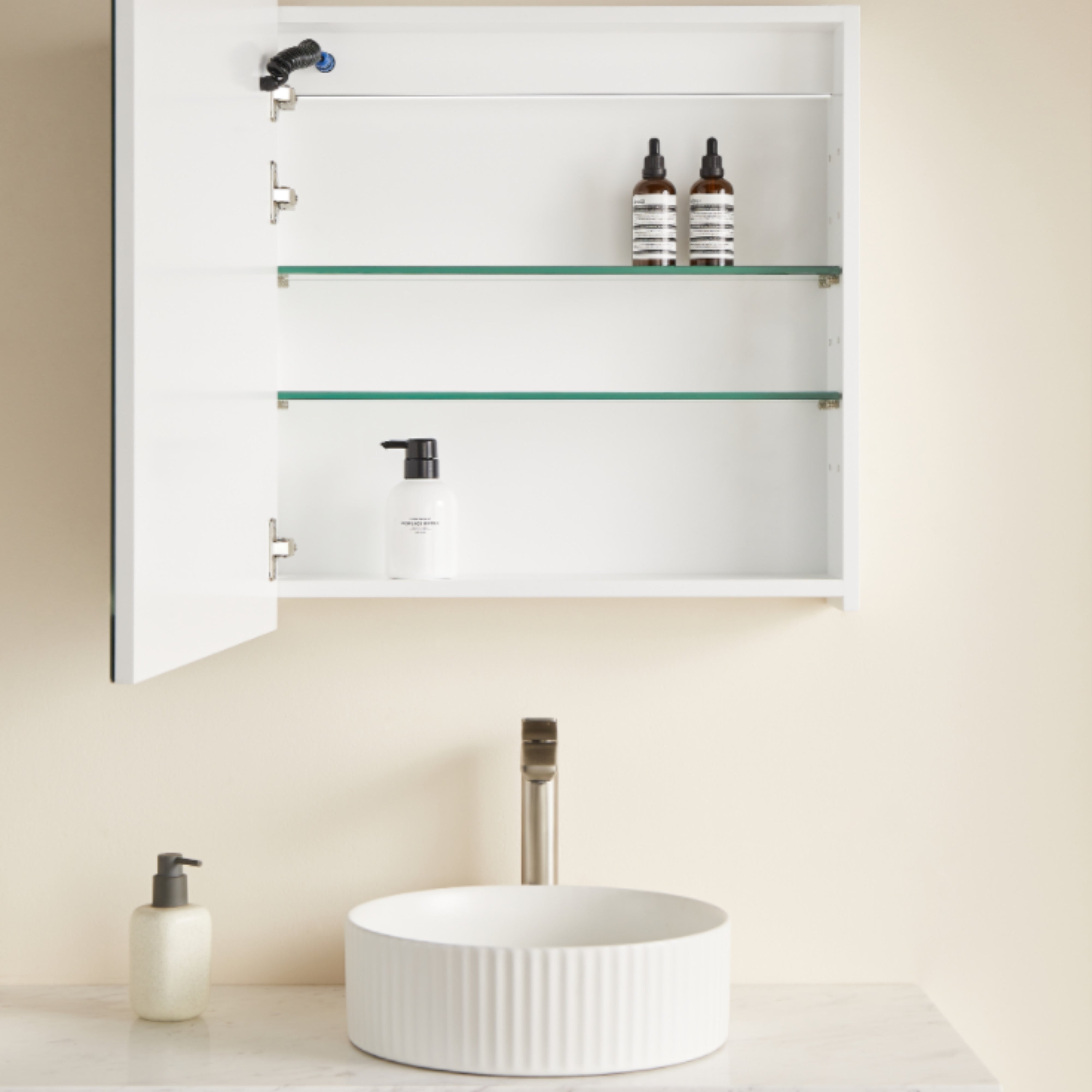 CETO OLIVIA MATTE WHITE LED MIRROR SHAVING CABINET 600X900MM