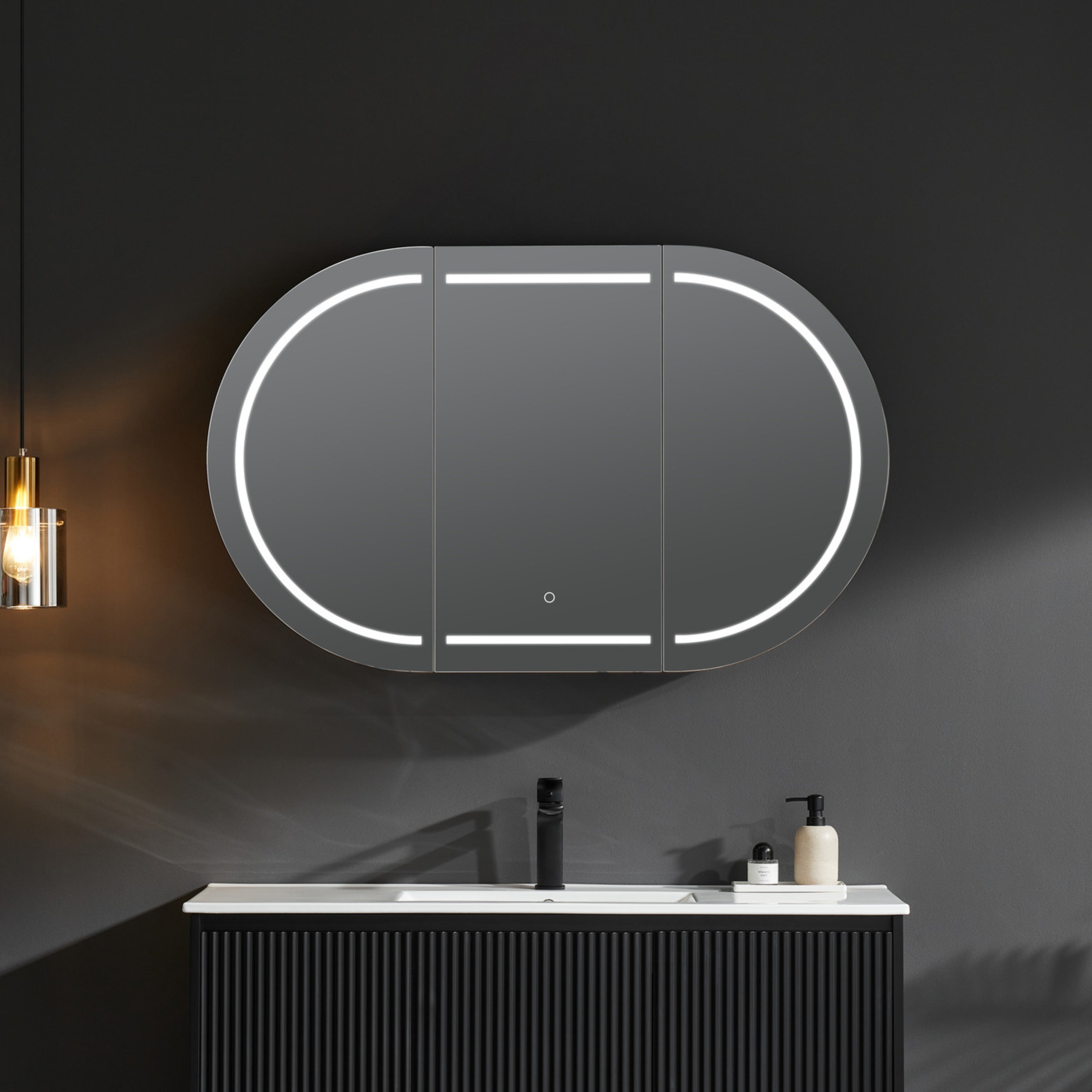 CETO OLIVIA MATTE BLACK LED MIRROR SHAVING CABINET 1200X750MM